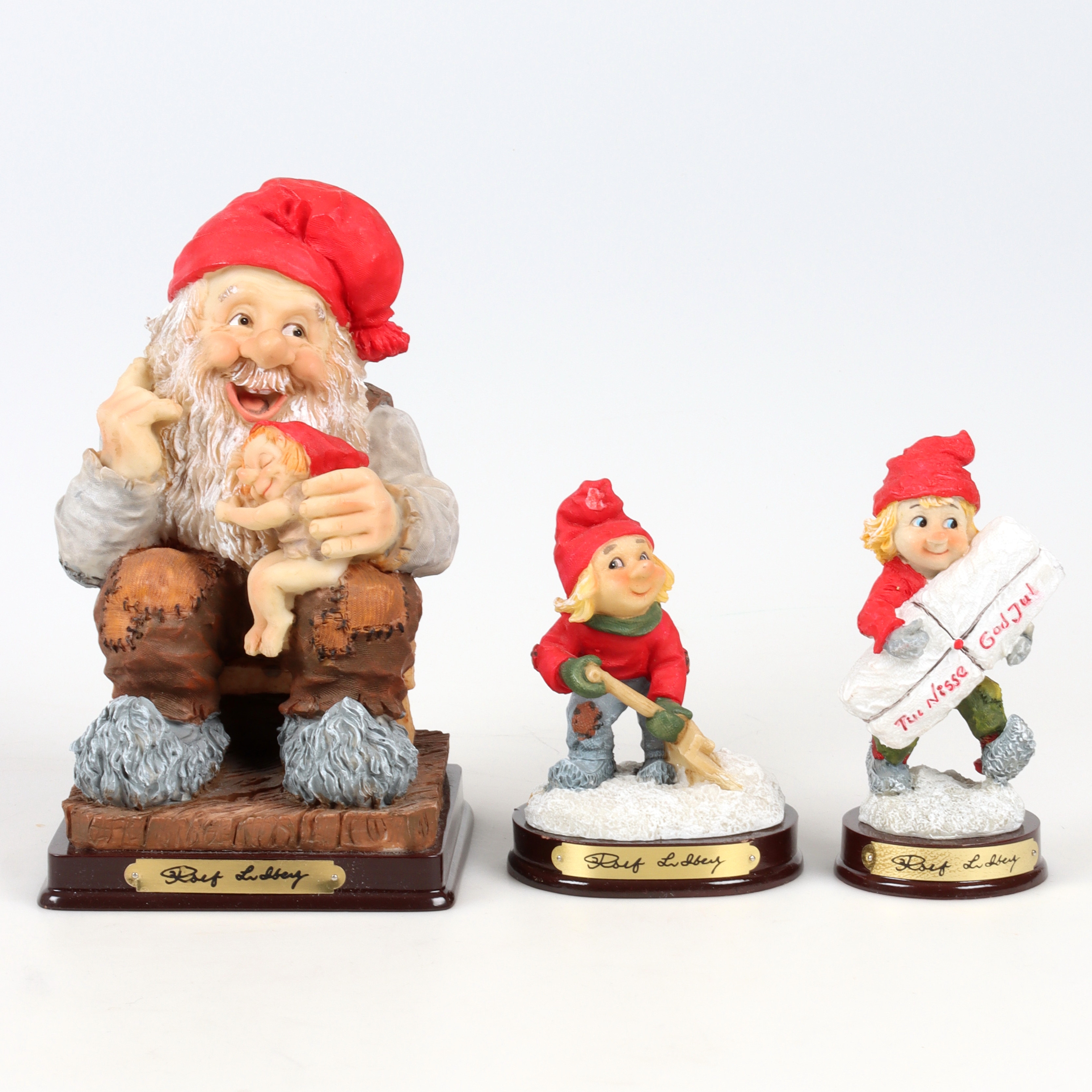 ROLF LIDBERG. Figuriner 3 st, Tomtar, konstmassa RBA Olofström.
