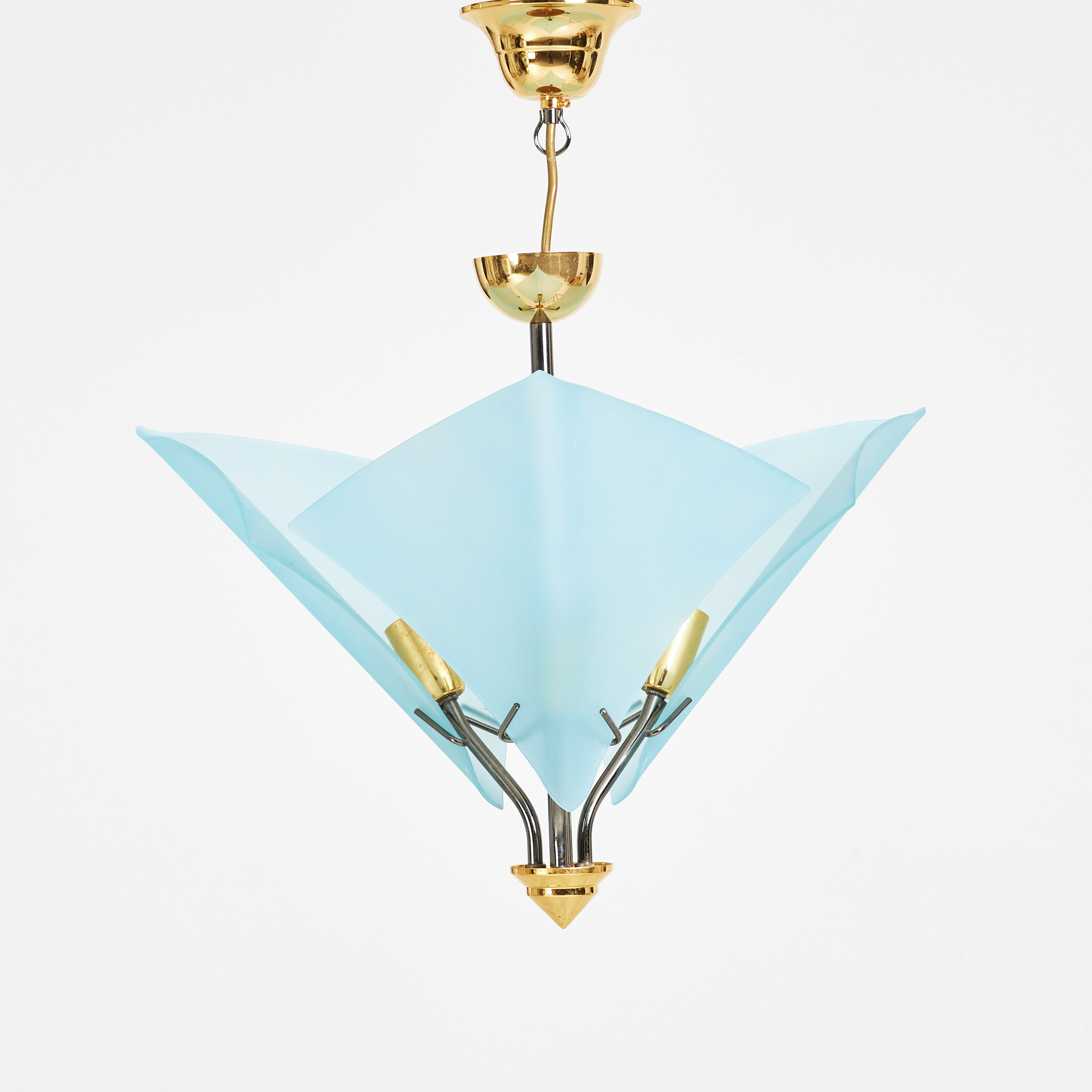 TAKLAMPA. Reijmyre Belysning, mässing och glas, etikettmärkt.