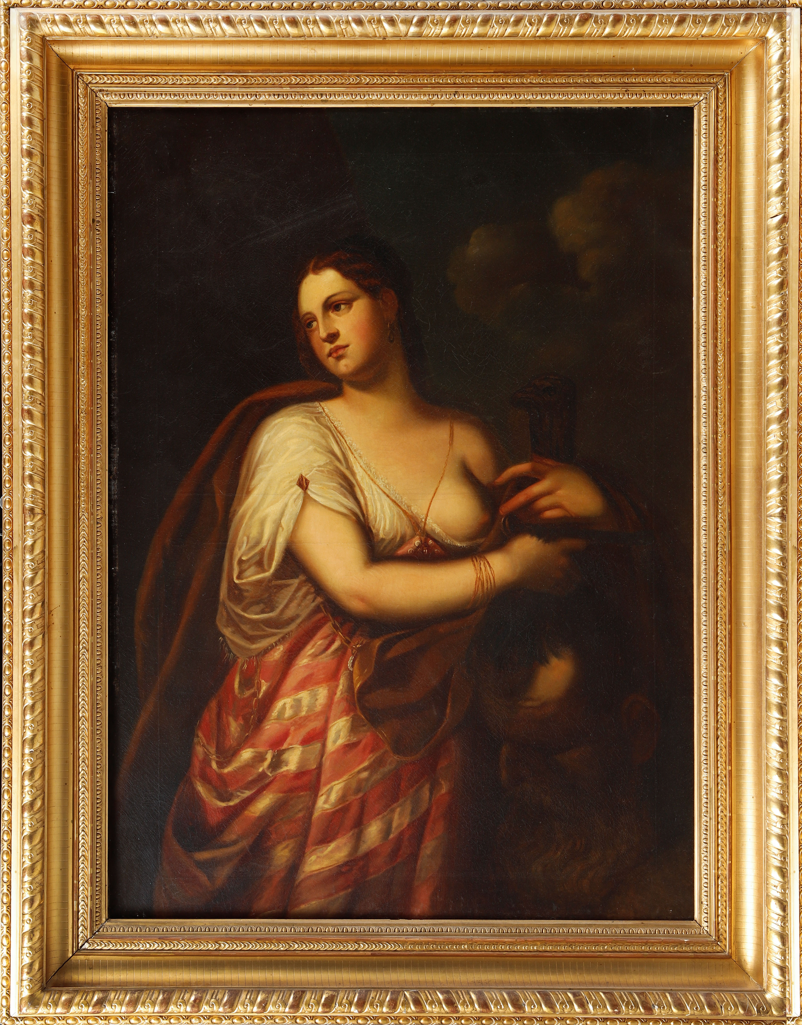 ALESSANDRO VAROTARI. Efter, Judit med Holofernes huvud, olja på duk, 1800-tal.