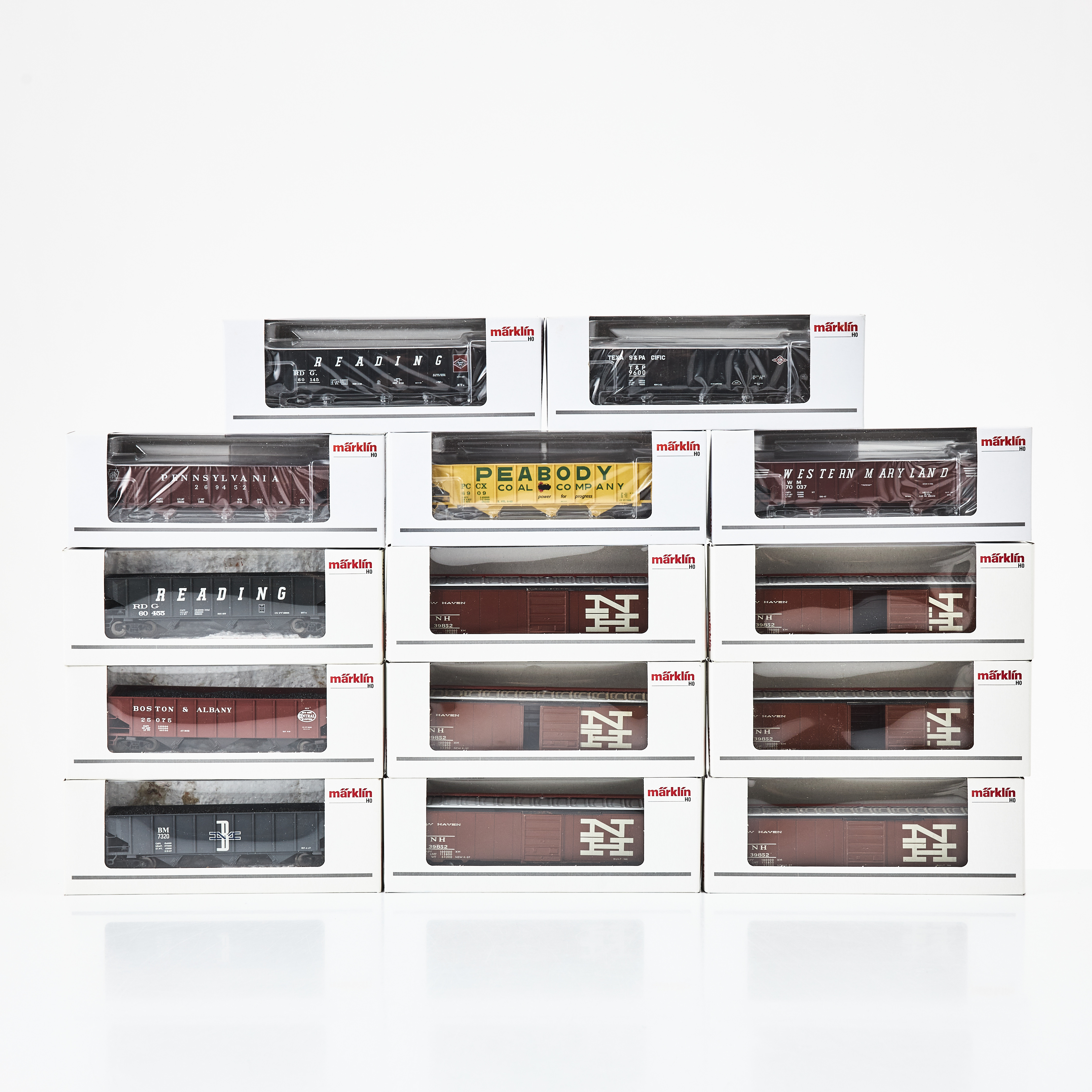 MÄRKLIN, vagnset, 14 st., Amerikanska godsvagnar, H0.