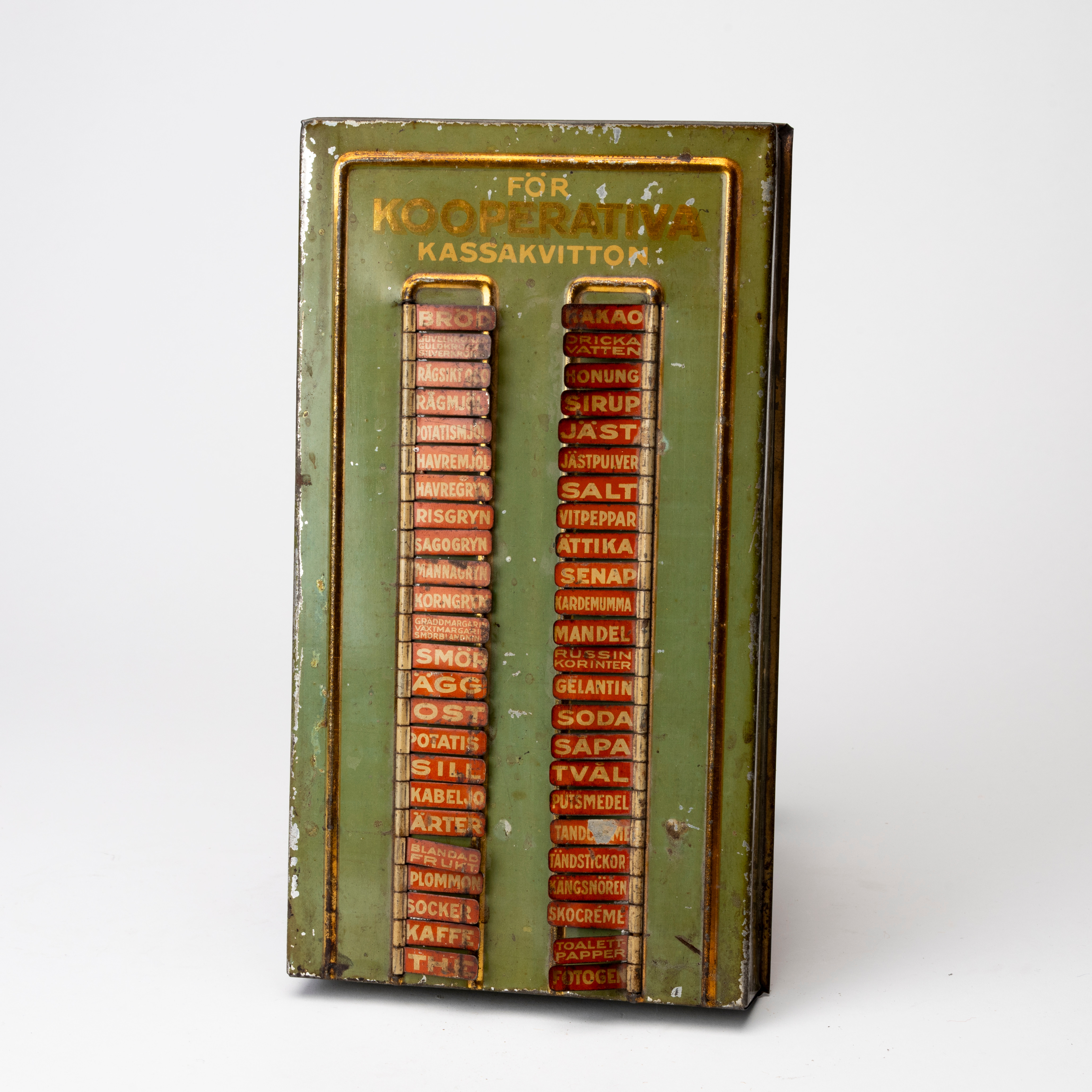 INKÖPSTAVLA, plåt, "För Kooperativa Kassakvitton".