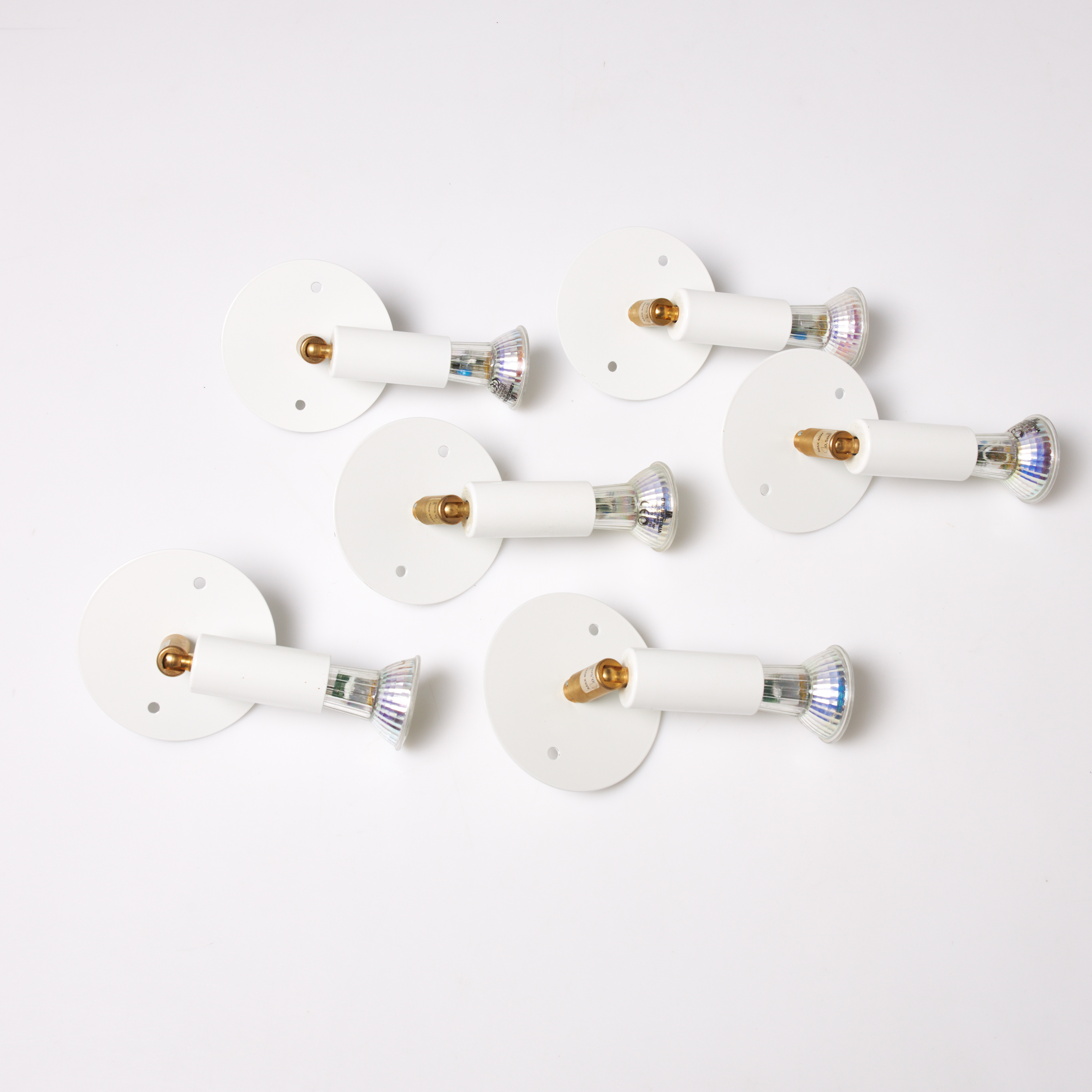 JONAS BOHLIN. TAKLAMPOR, 6 st, "Star 1", vitlackerade, detaljer i mässing, Örsjö Belysning.