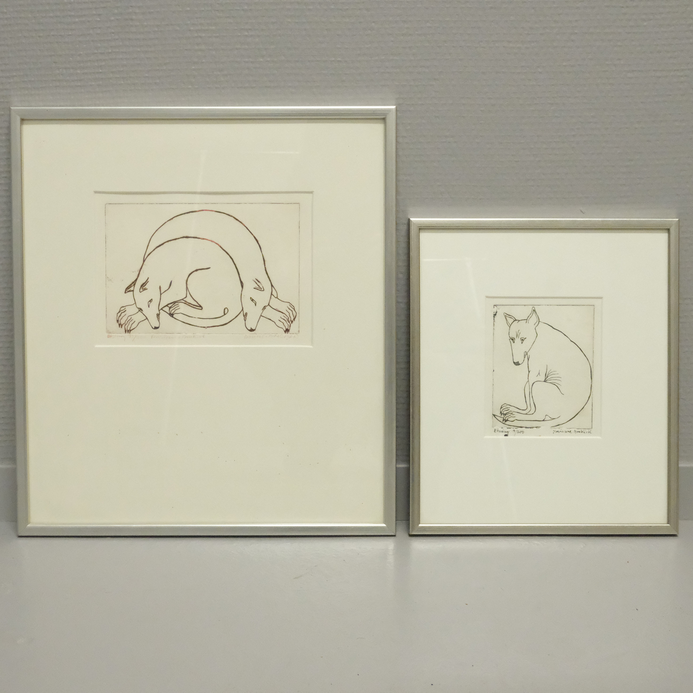 MARIANNE ARNBÄCK. TVÅ STYCKEN ETSNINGAR.