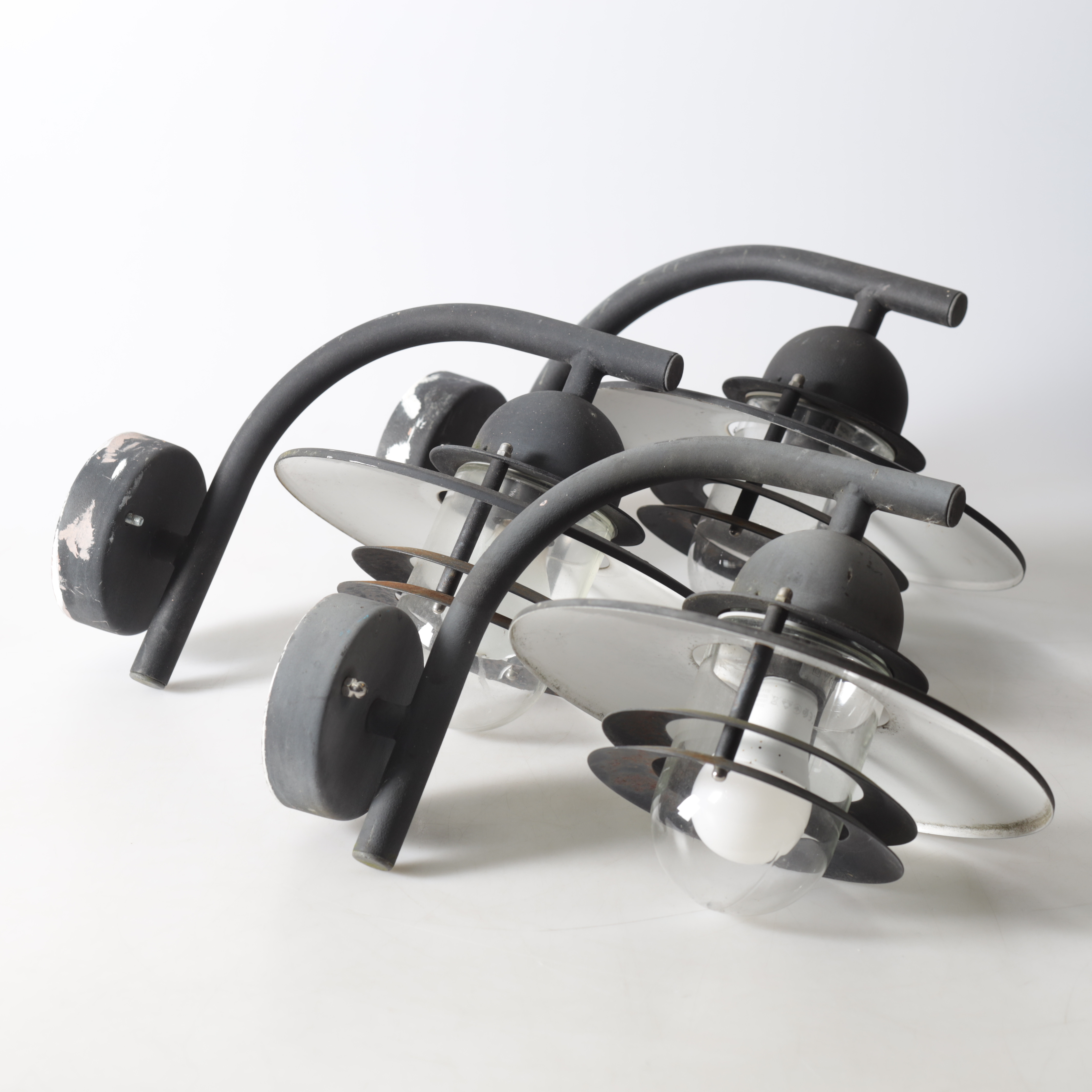 UTOMHUSBELYSNING, 3 st, metall och glas, Norlys, samtida.