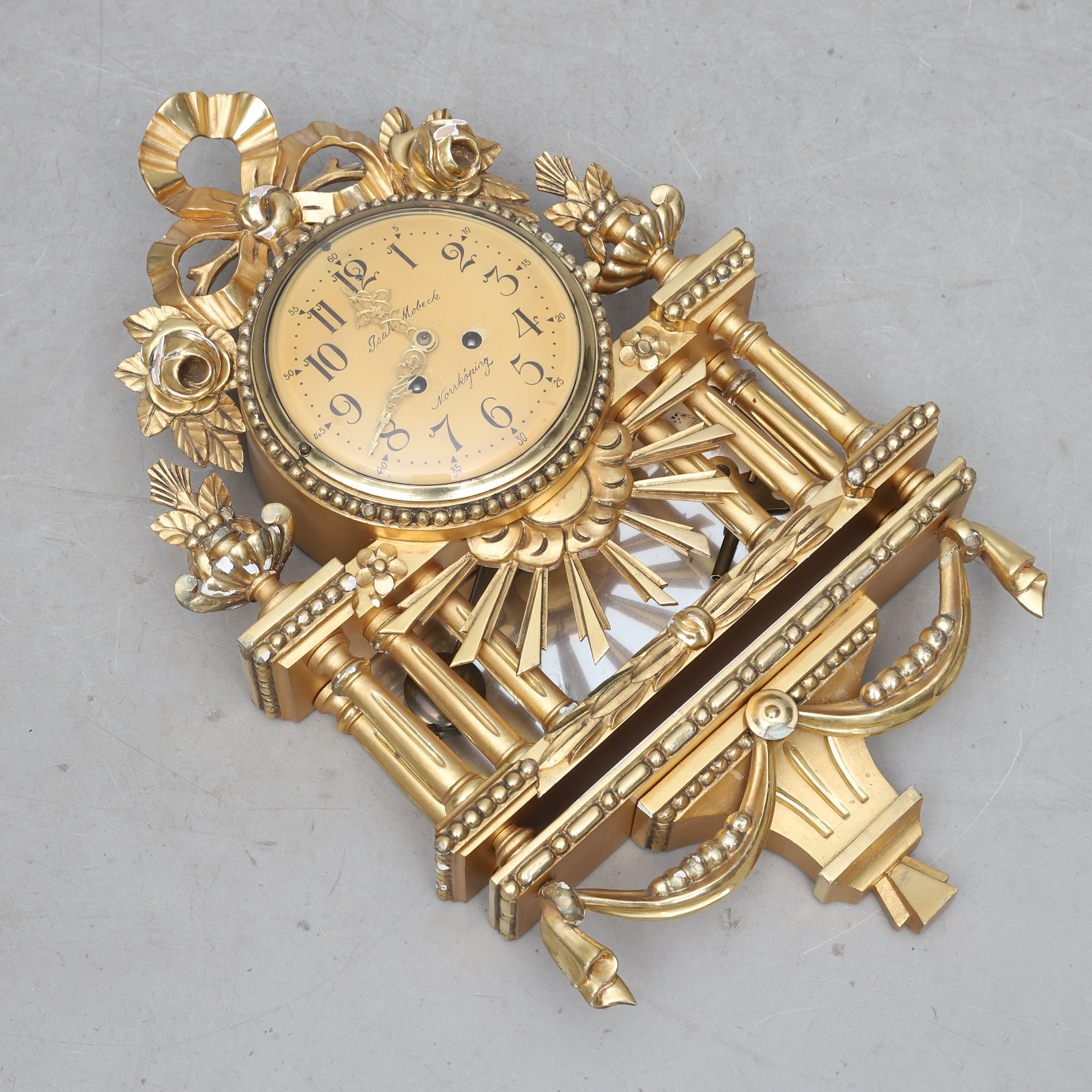 VÄGGPENDYL, gustaviansk stil, Isak Mobeck, Norrköping.