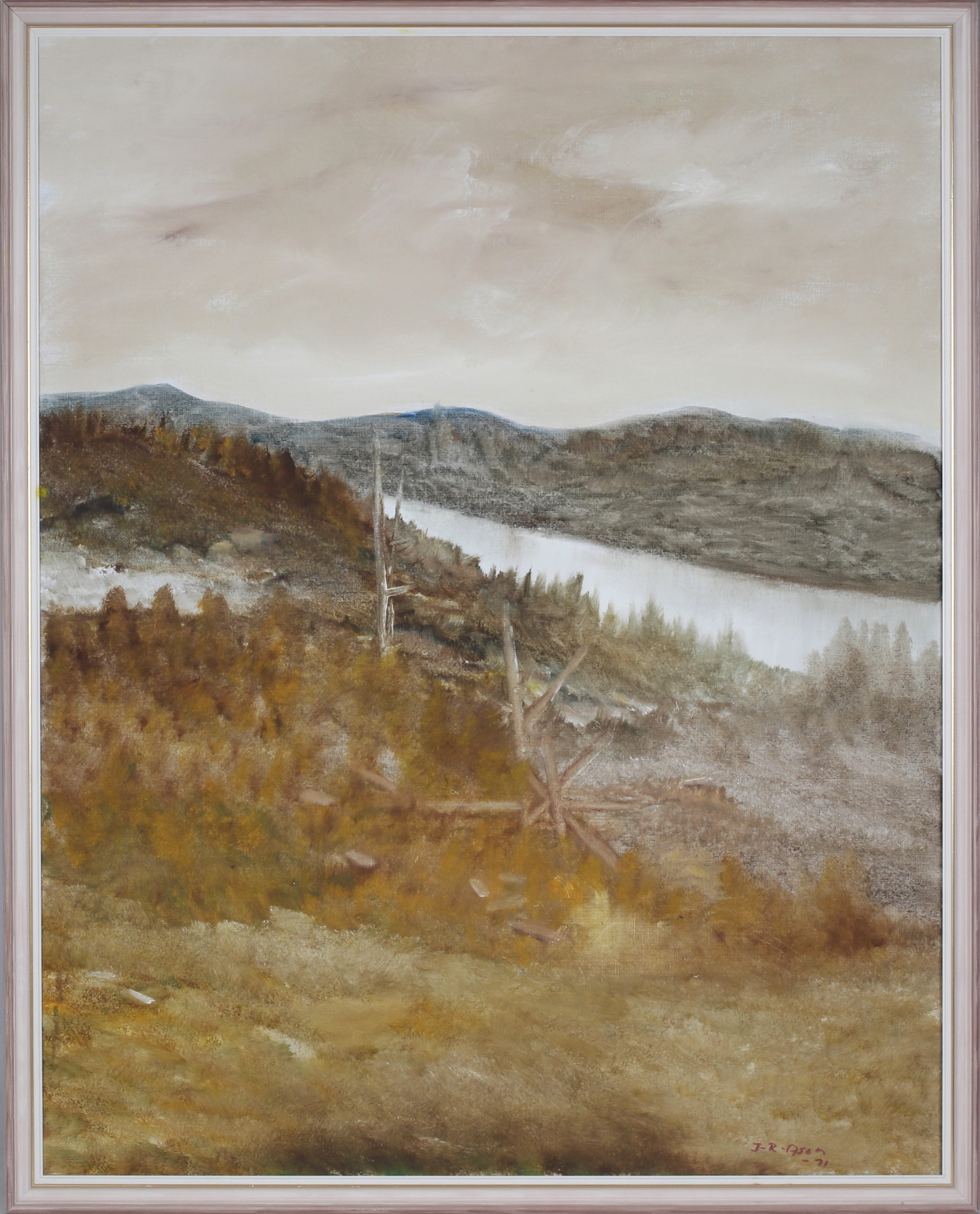 JARL ROLAND A-SON. Älvlandskap, olja på duk, signerad och daterad -91.
