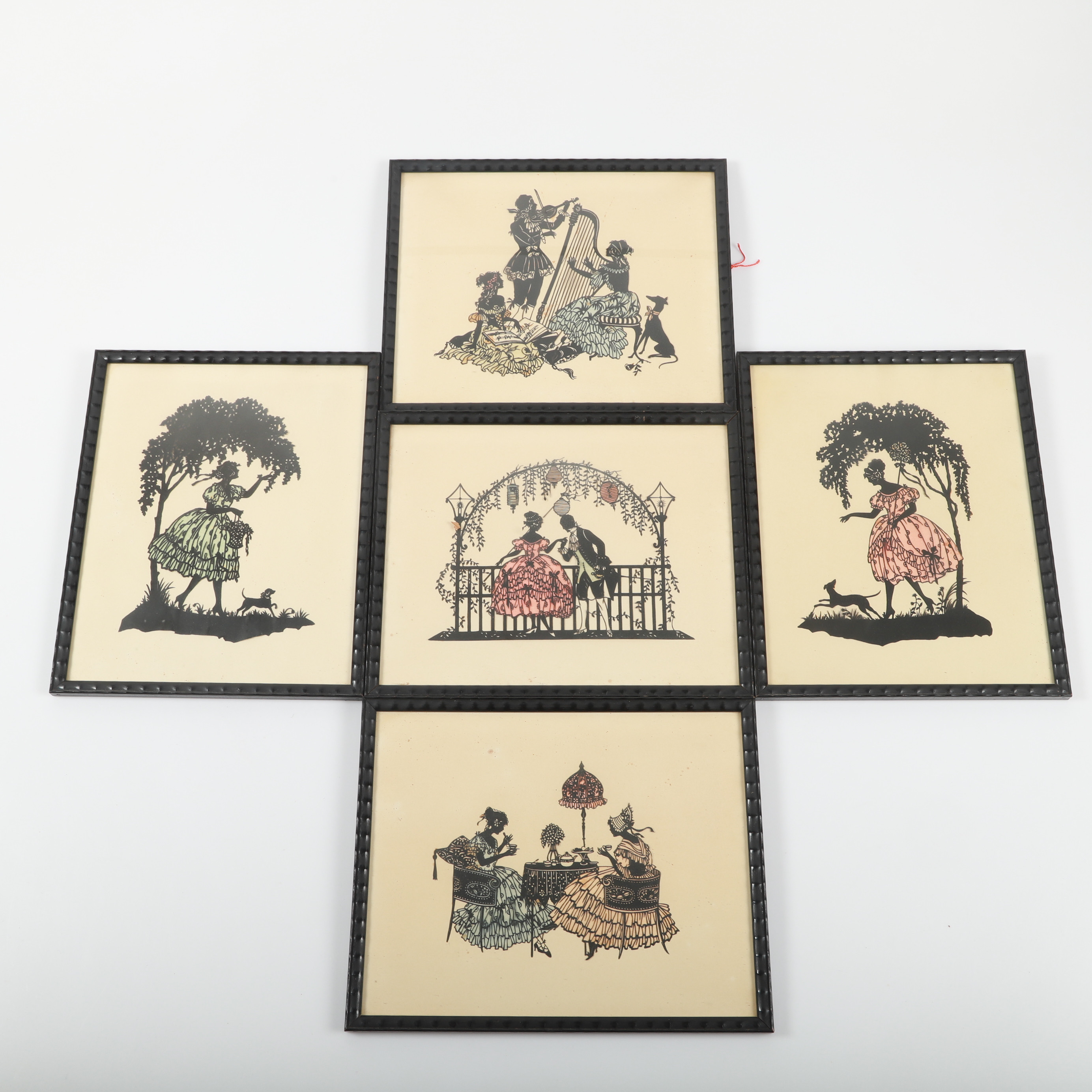 SILUETTER, 5 stycken, figurscener, möjligen Eva Schönberg.