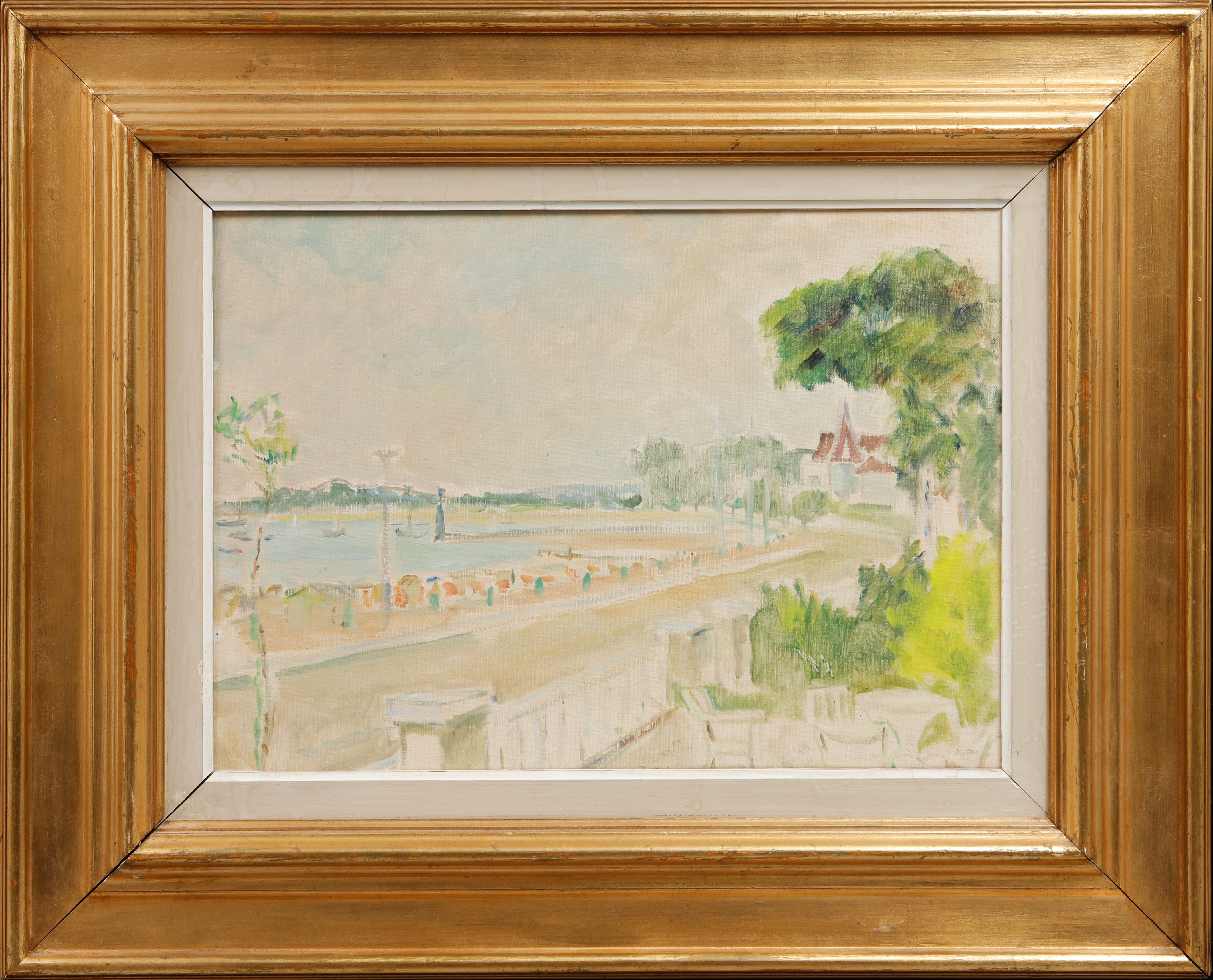 EINAR PALME. Kustby, olja på duk, osignerad.