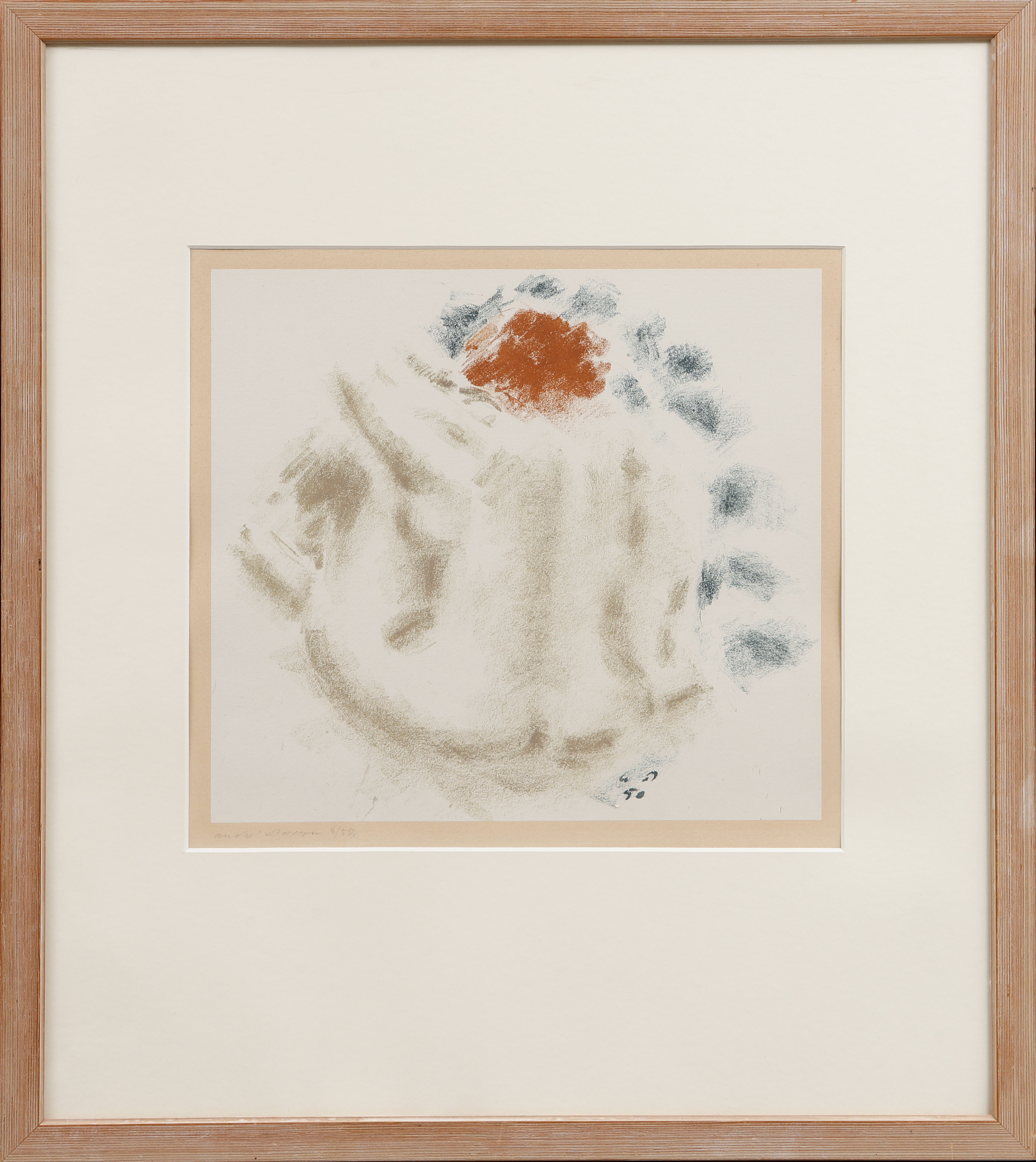 ANDRÉ MASSON. Kvinnostudie,färglitografi, signerad samt numrerad 6/50.