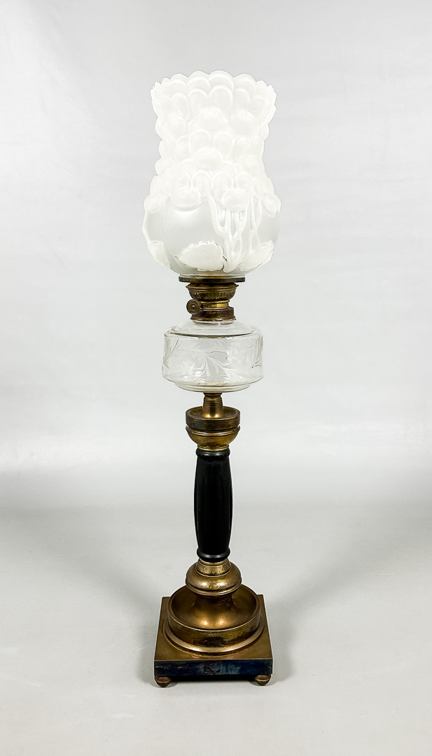 BORDSFOTOGENLAMPA, glas, metall, tidigt 1900-tal.