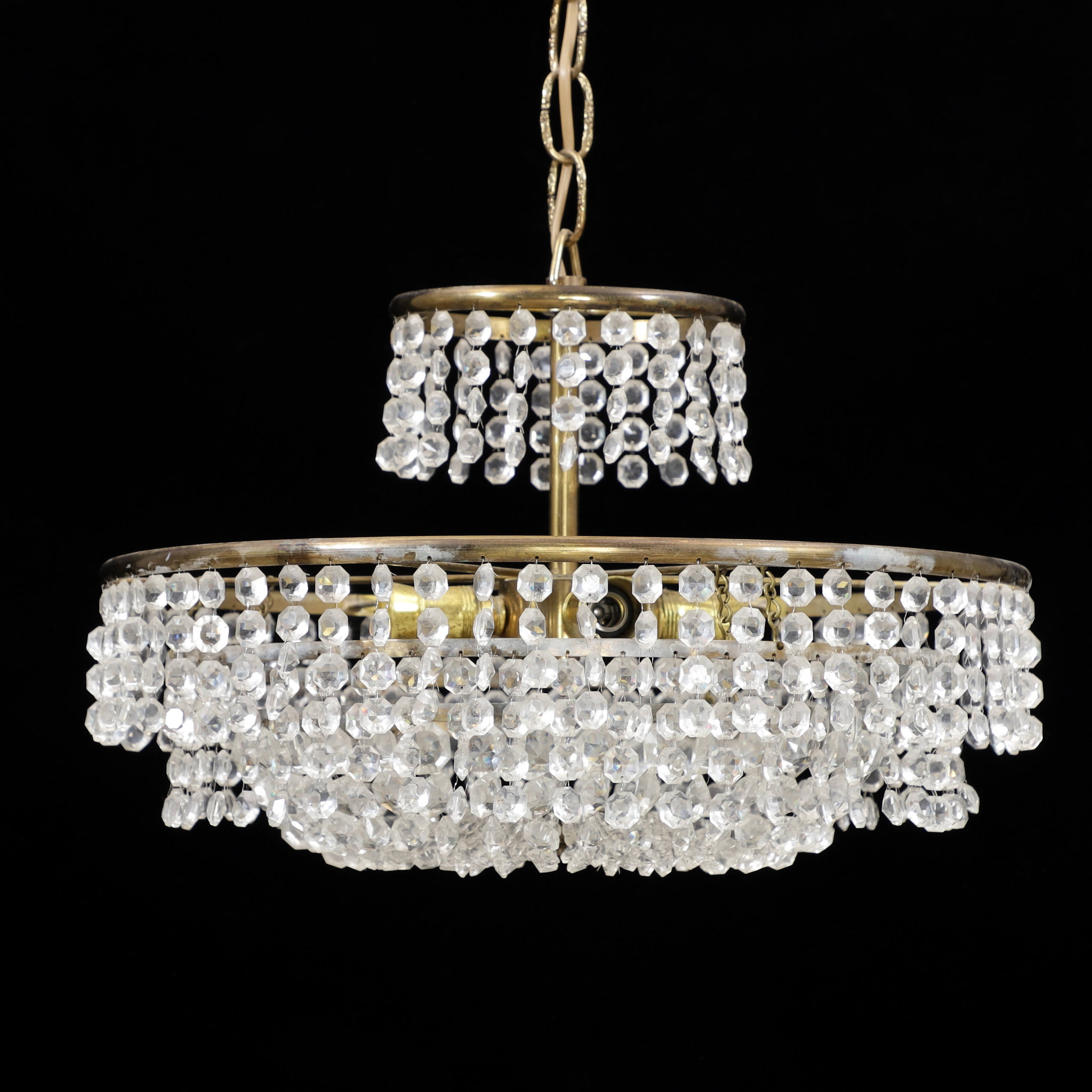 LJUSKRONA, prismor/mässing, 1900-talets mitt.