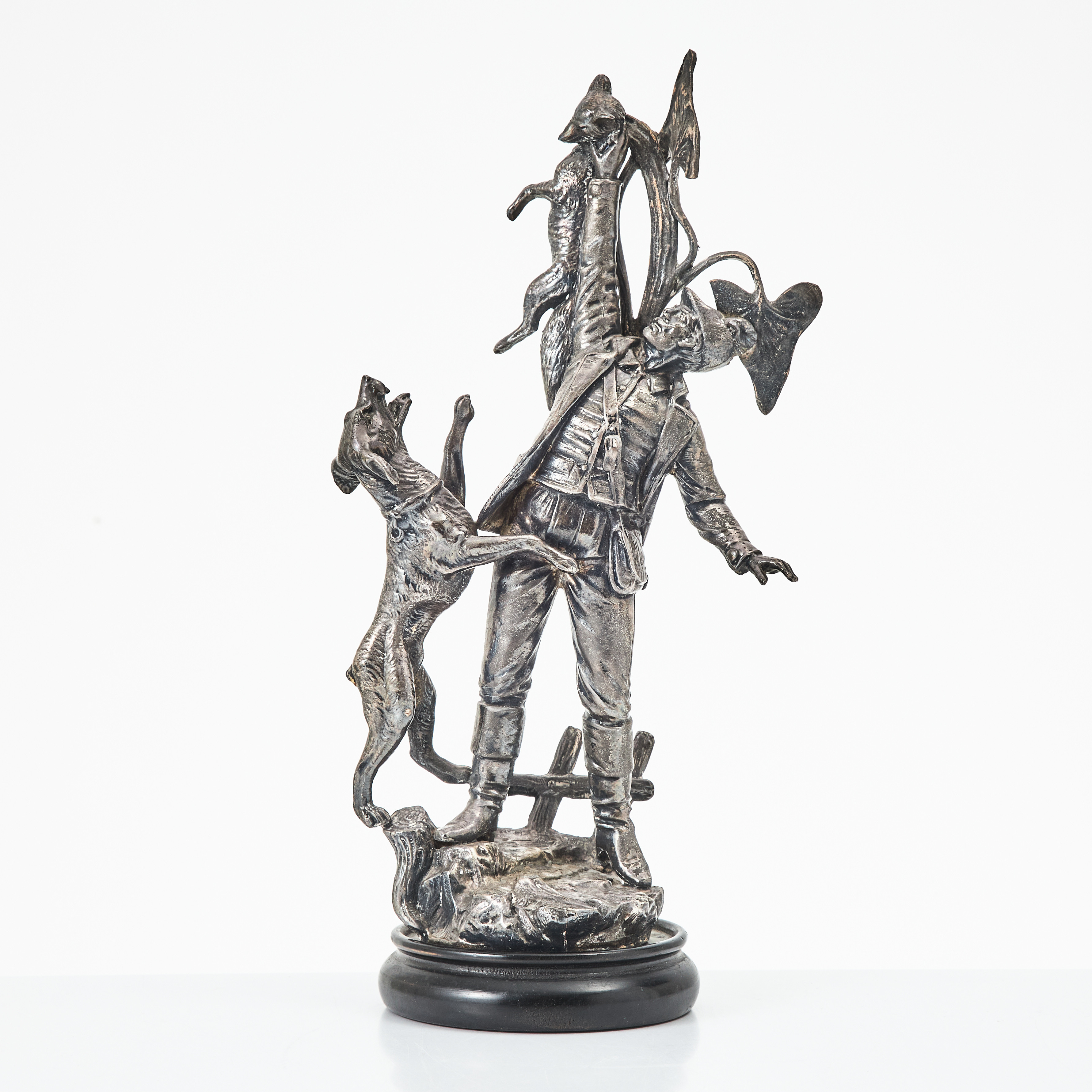 FIGURIN, jaktmotiv, metall, omkring 1900.