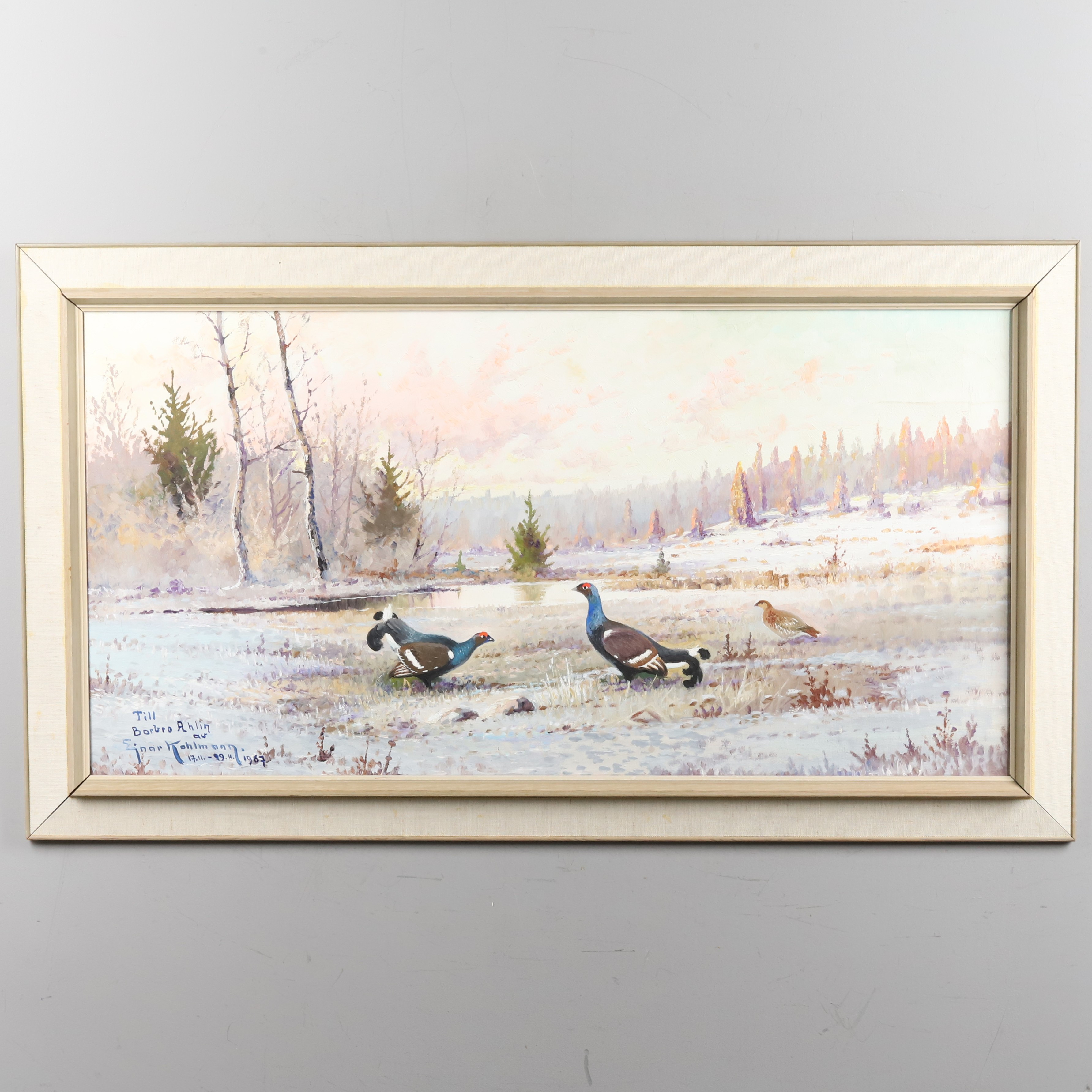 EINAR KHOLMANN. OLJA PÅ DUK" Orrspel", signerad, daterad 1967.