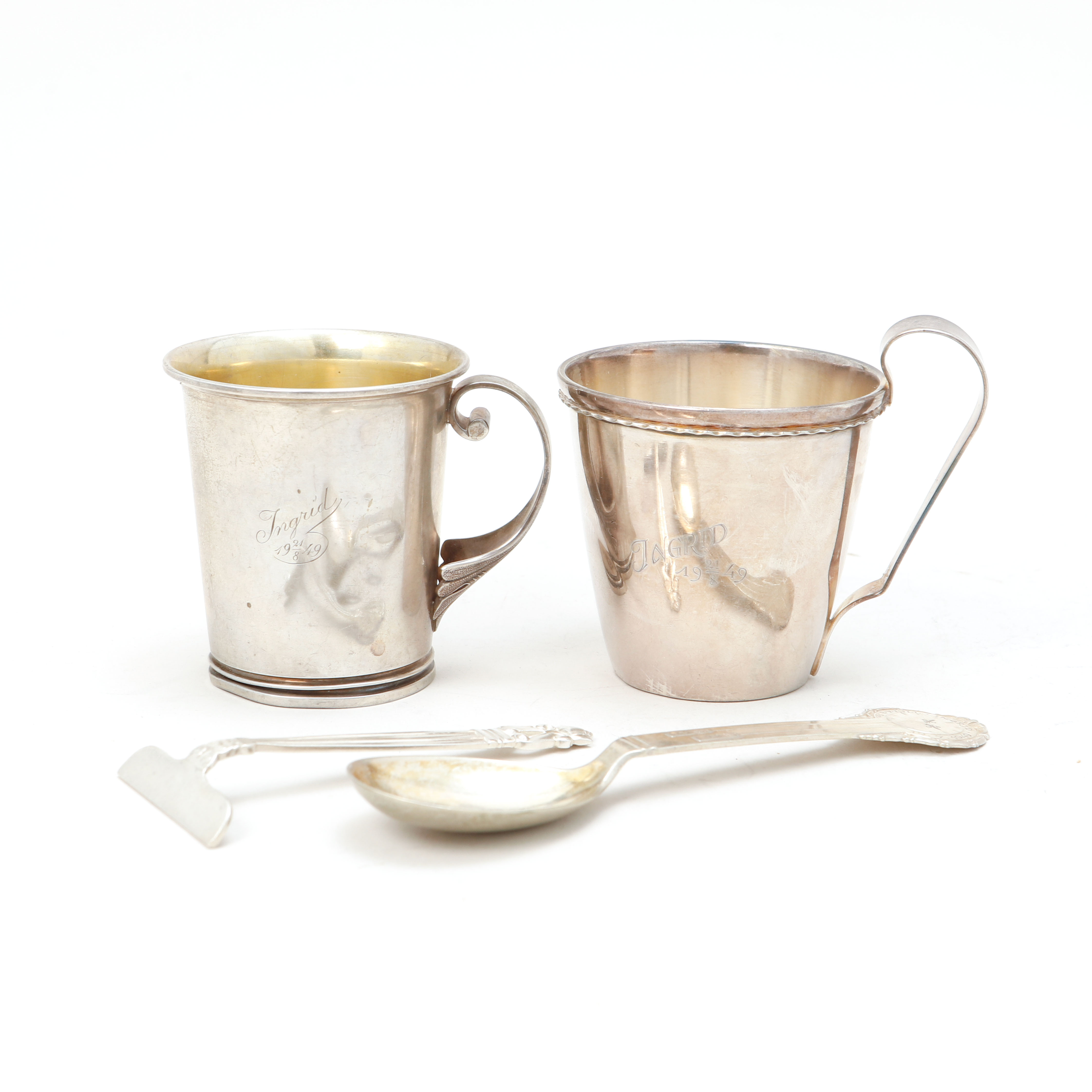 SILVERFÖREMÅL, 4 st, bl.a påpetare "Acorn", Georg Jensen.