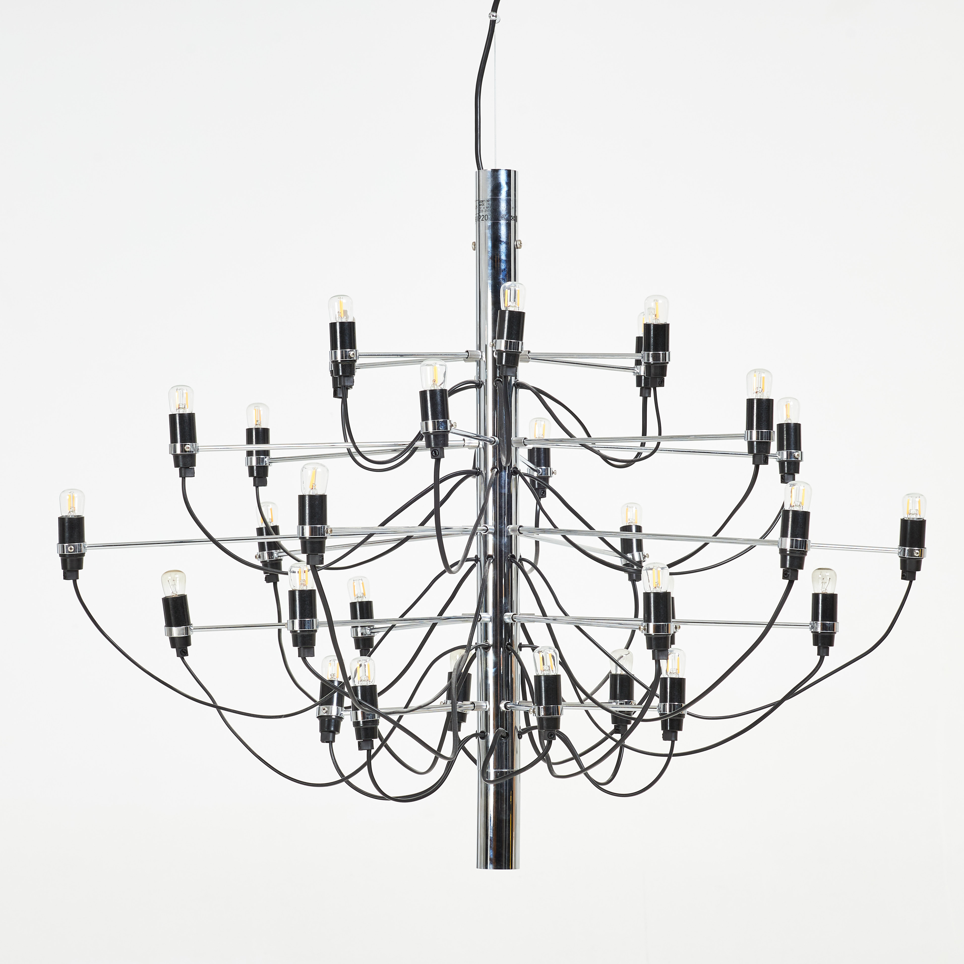 GINO SARFATTI. Takarmatur, "2097/30 Sarfatti", kromad stomme, etikettmärkt, Flos, Italien.