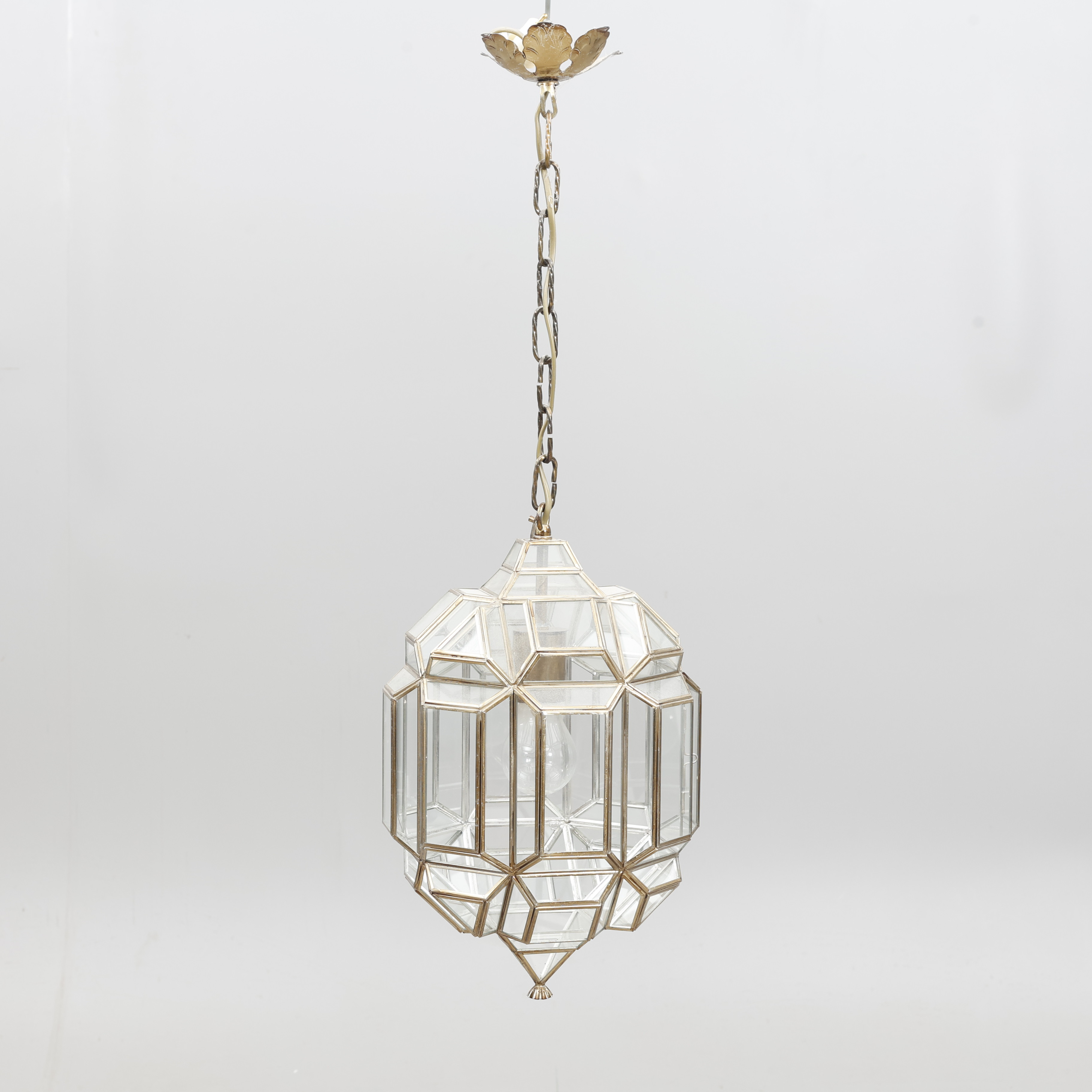 TAKLAMPA, glas/metall.