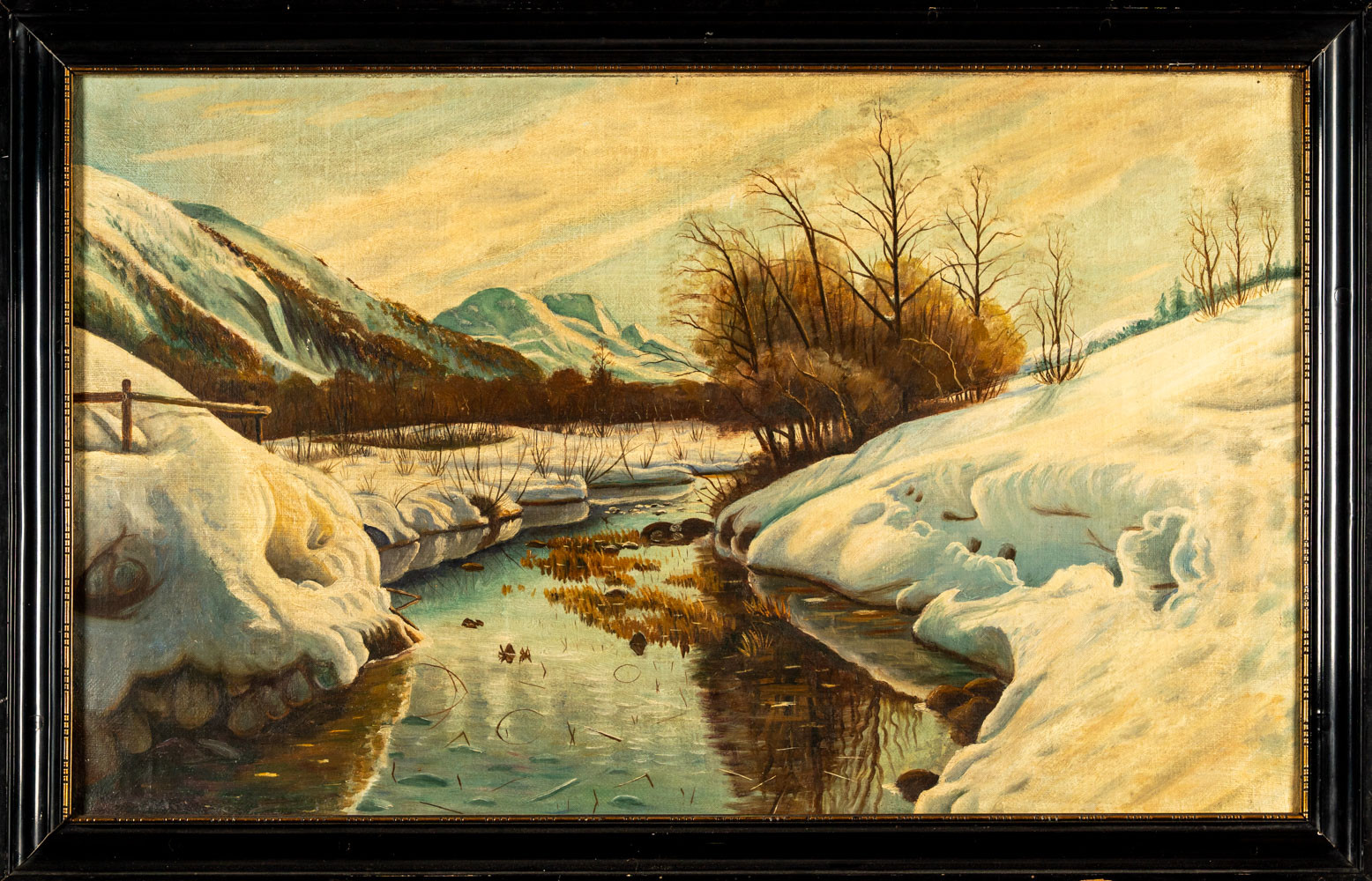 OKÄND KONSTNÄR. Olja på duk, motiv "vinterlandskap".