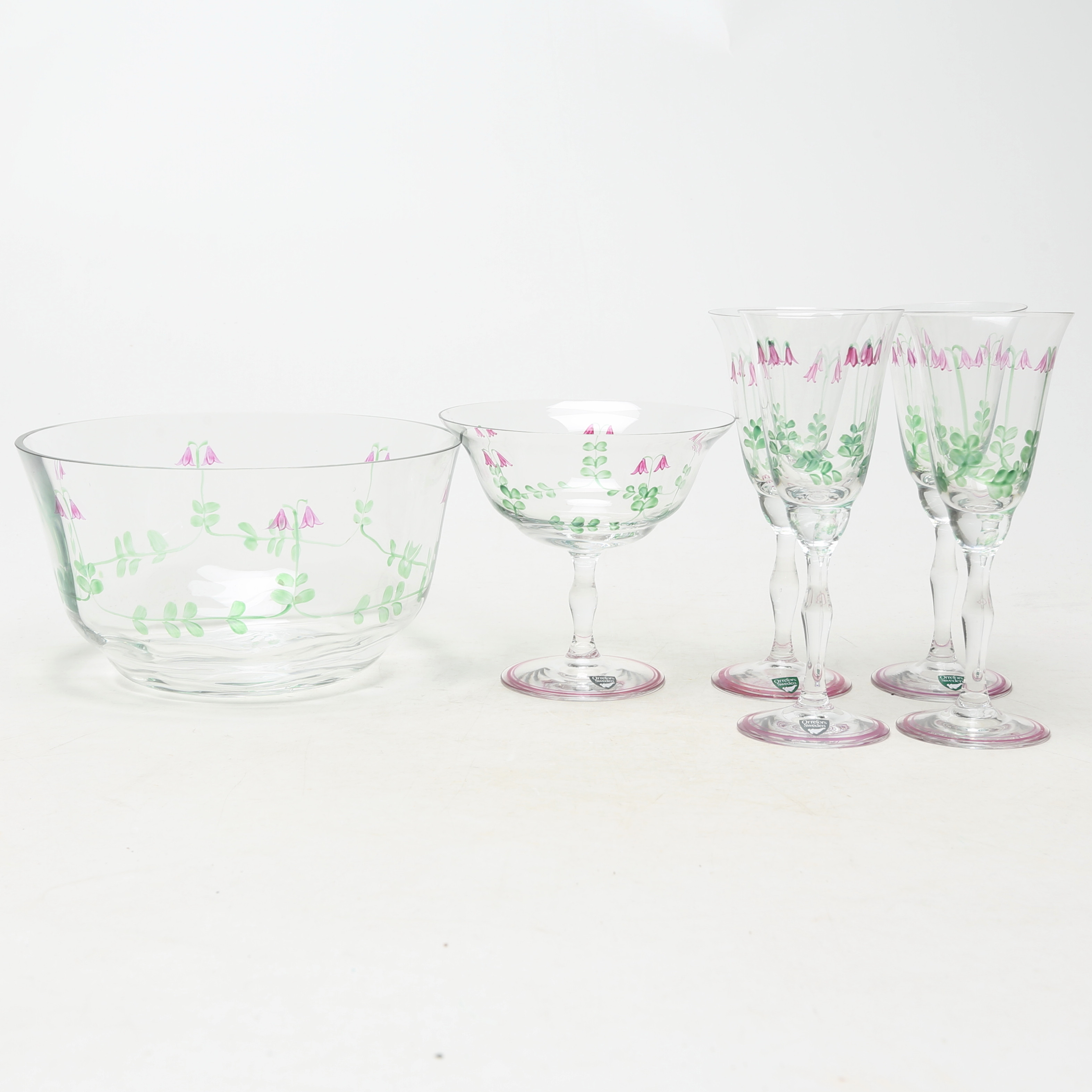 SERVISDELAR, 6 st, glas, Orrefors "Linnea".