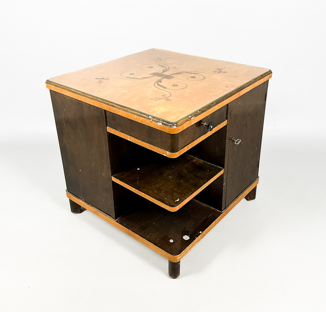 BAR-BORD, glasskiva, intarsia, 1900-tal.