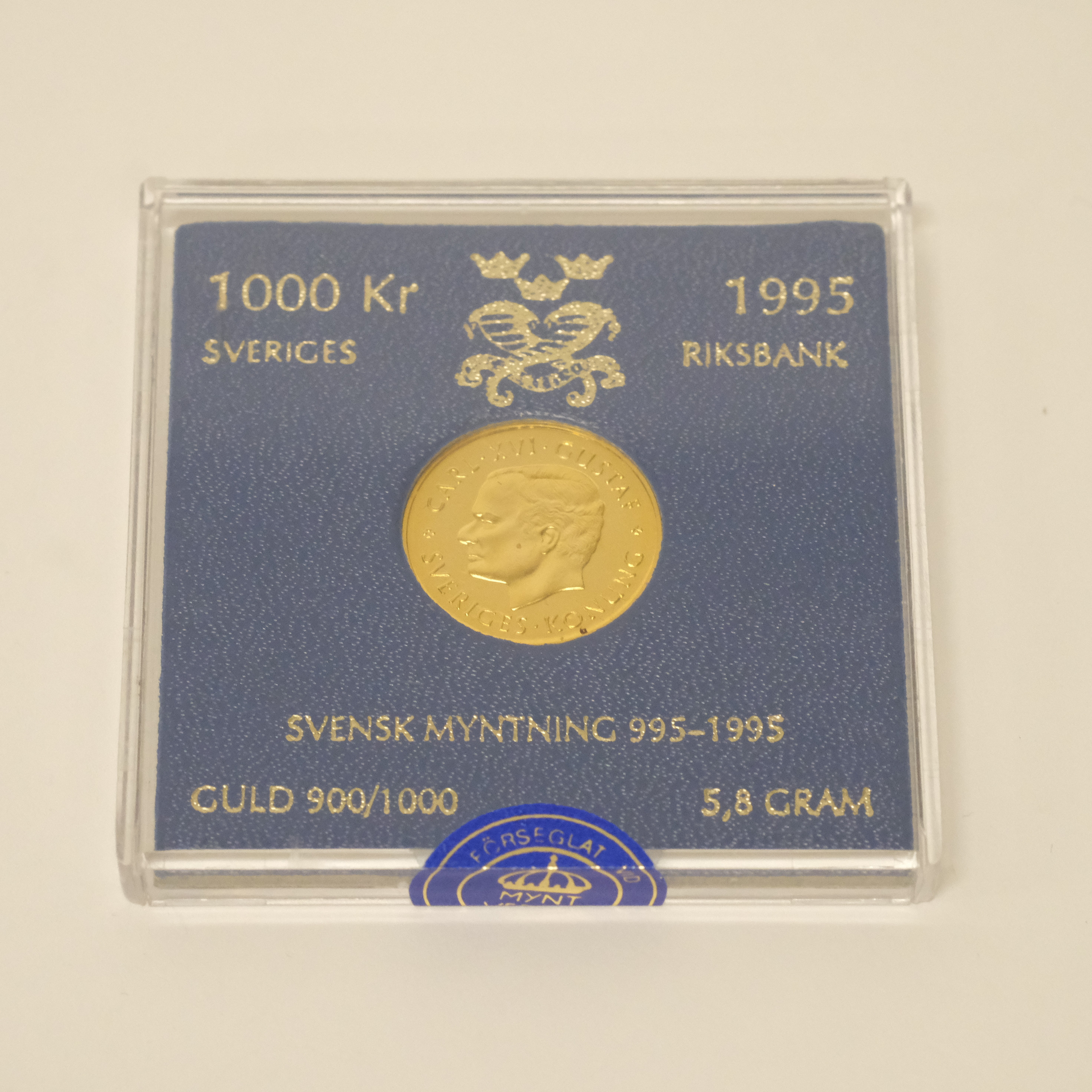 GULDMYNT, 1000 KR 1995, CARL XVI GUSTAF.