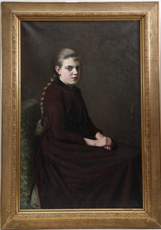 SVEN GUSTAF LINDSTEDT. Motiv med flicka, signerad och daterad 1892, oljemålning på duk.