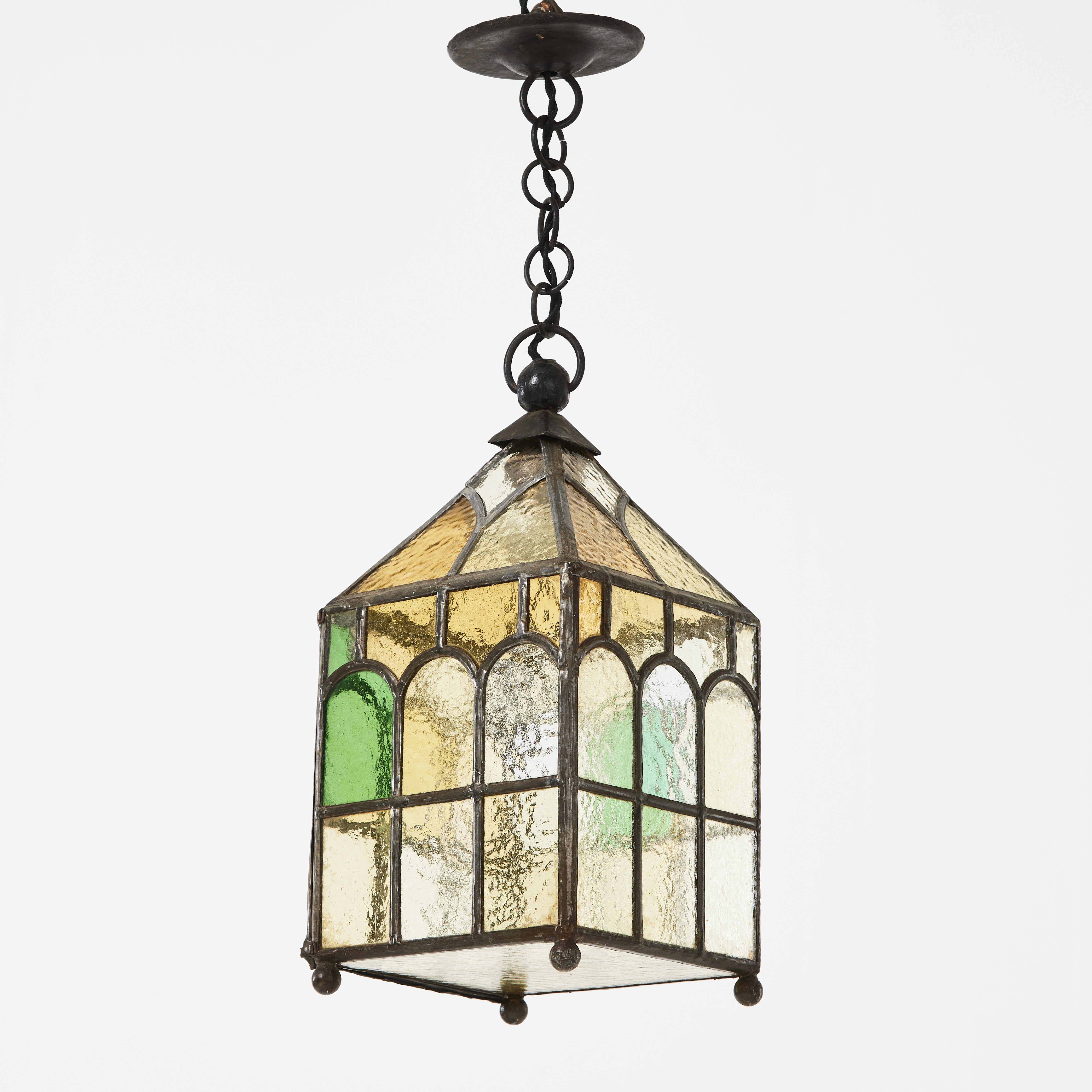 TAKLAMPA, 192/30-tal, blyinfattat glas.