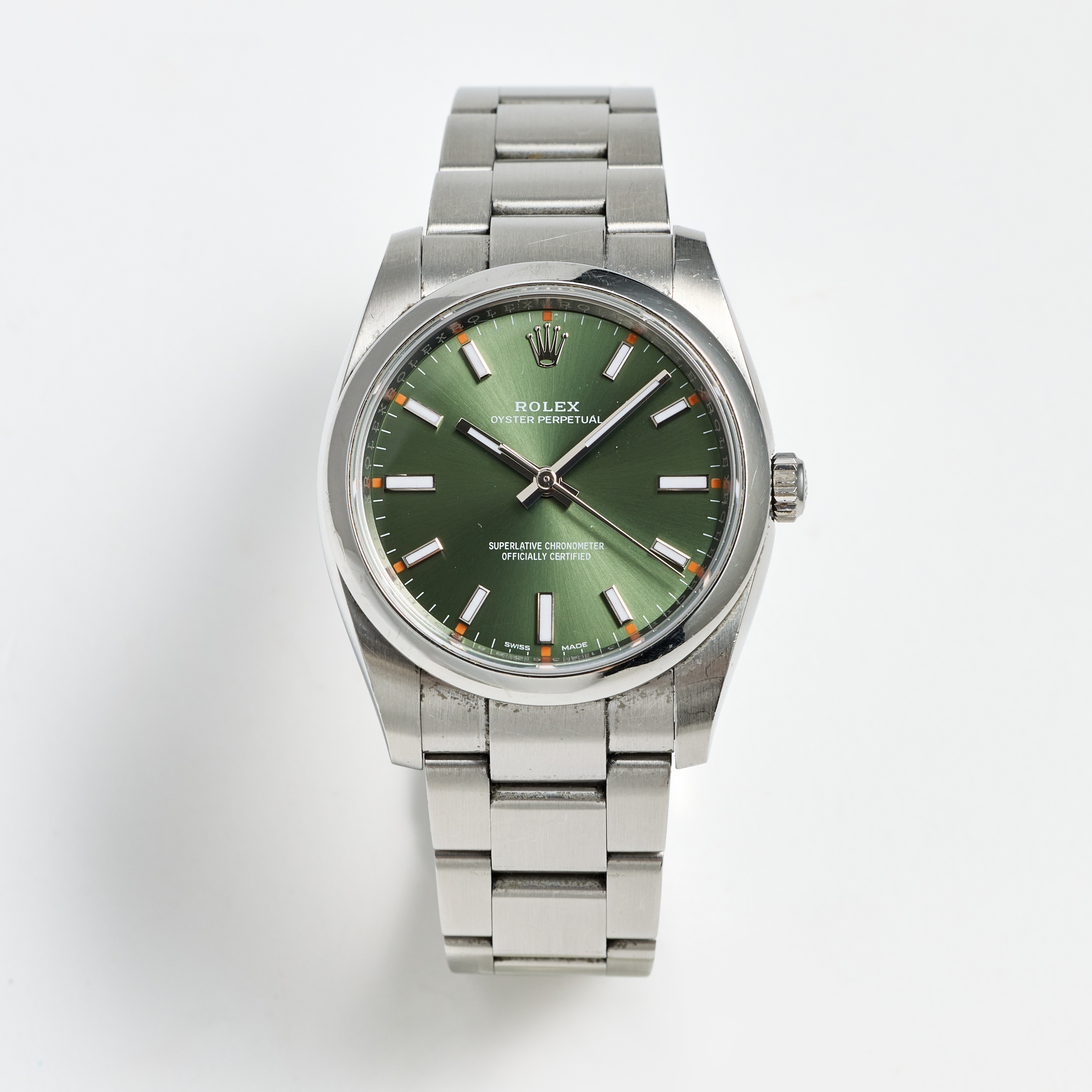 ROLEX, Oyster Perpetual 34, Chronometer, armbandsur, 34 mm, stål, certifikat, september 2018.