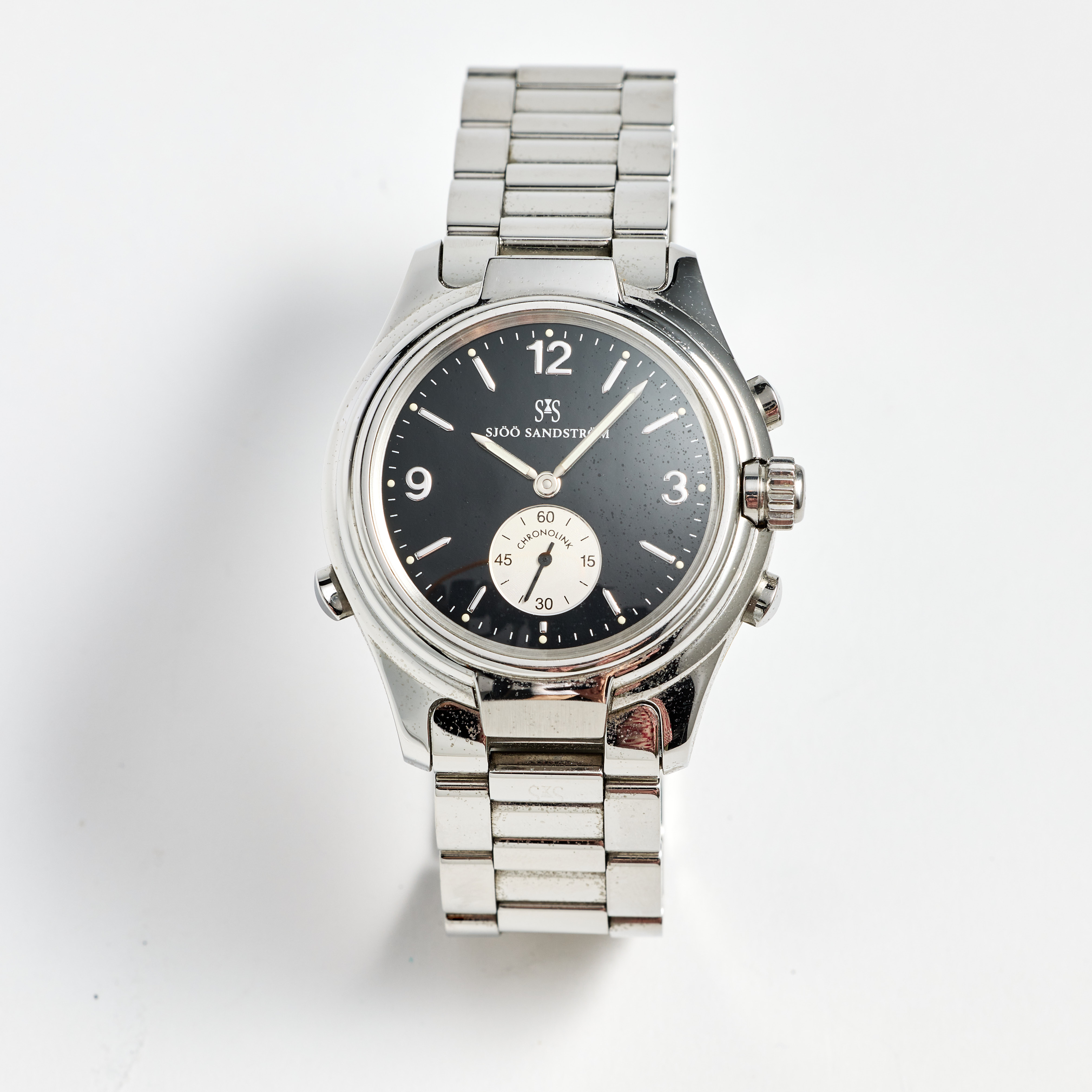 SJÖÖ SANDSTRÖM, Chronolink, Worldtimer UTC, armbandsur, 40 mm, stål/titan, ca 1999.