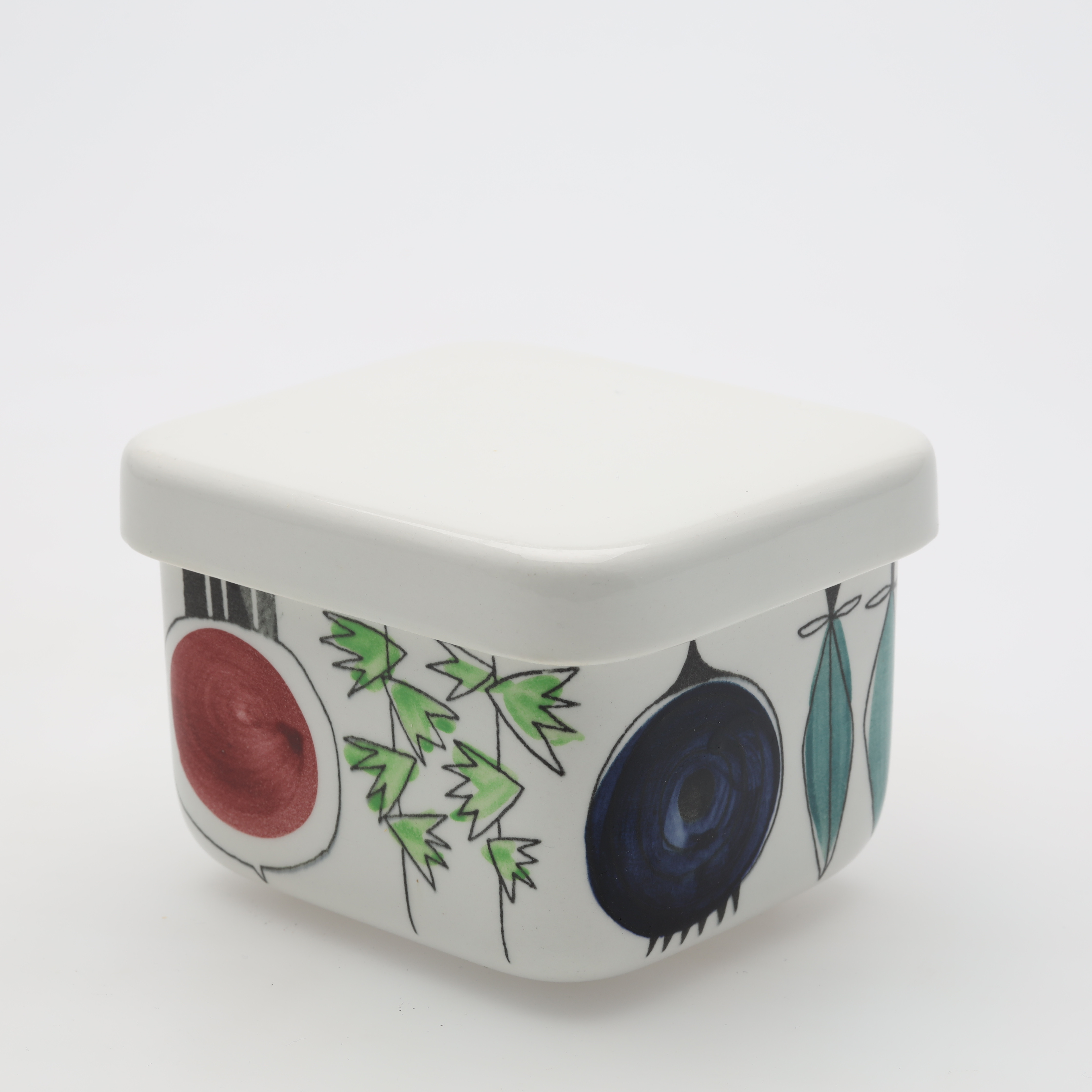 MARIANNE WESTMAN. ASK med lock, porslin, "Picknick" Rörstrand 1900-tal.