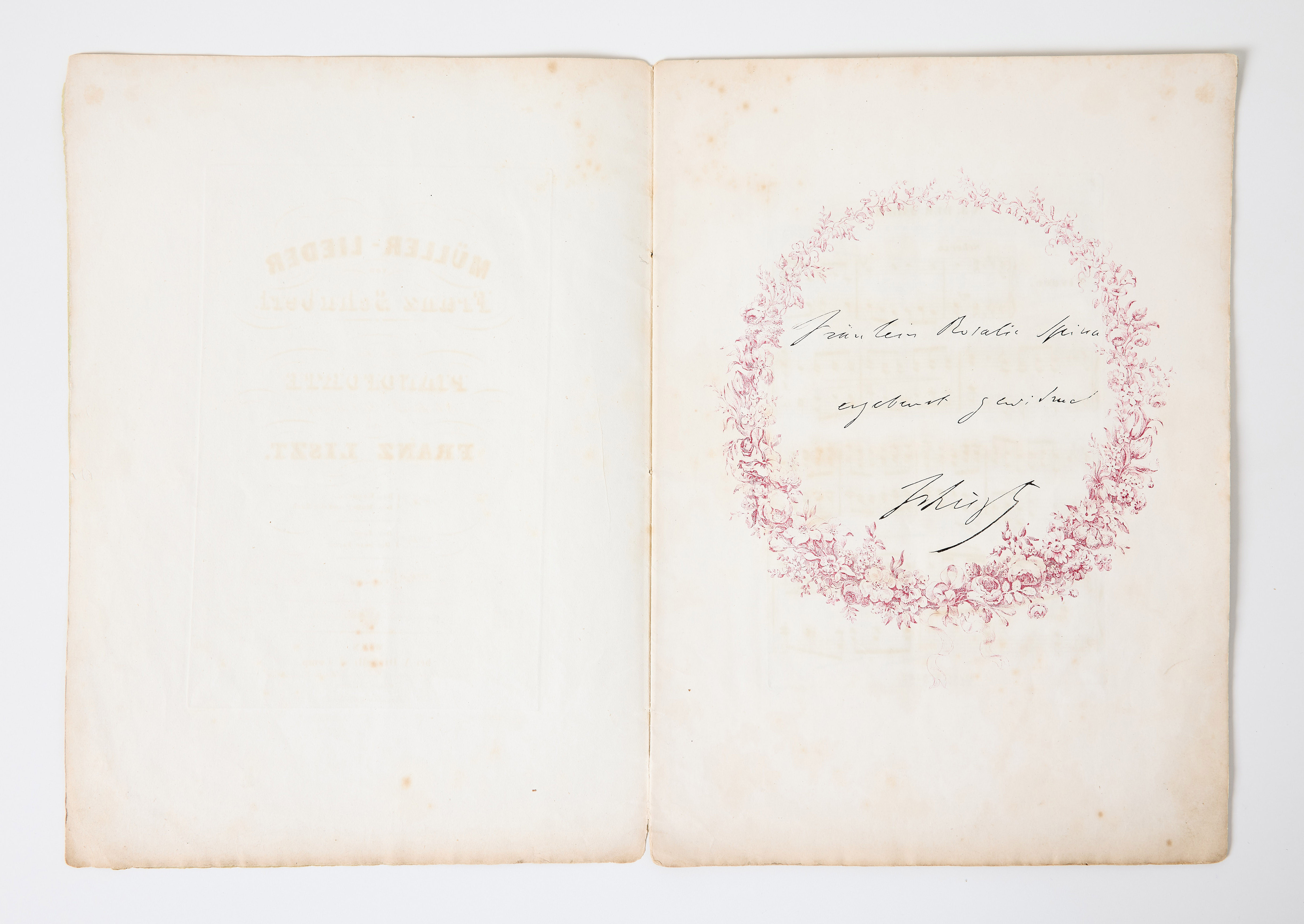 FRANZ LISZT - DEDICATION COPY OF SCHUBERT'S Müller-Lieder, Wien 1847.