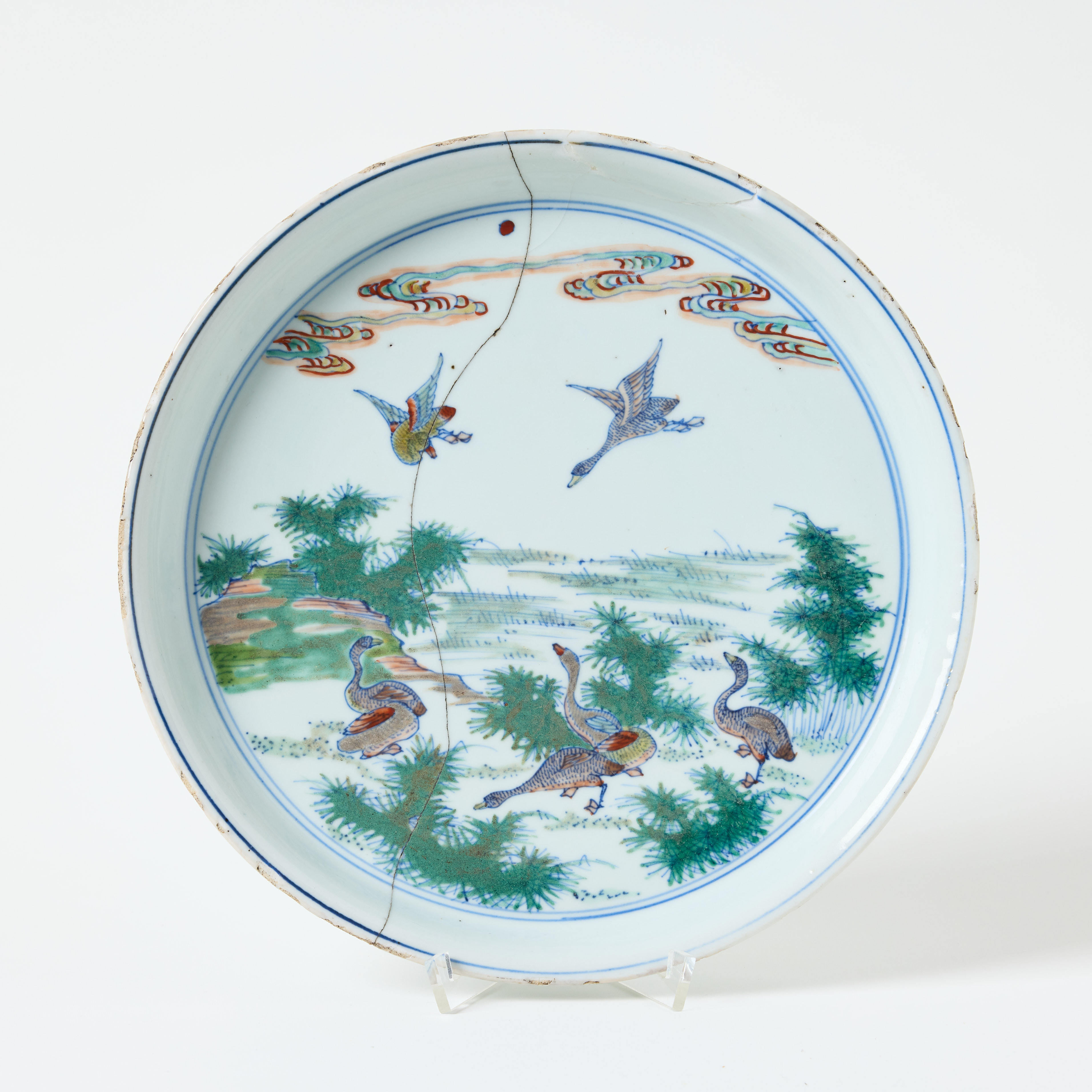 A Chines Doucai 'Geese' Dish.