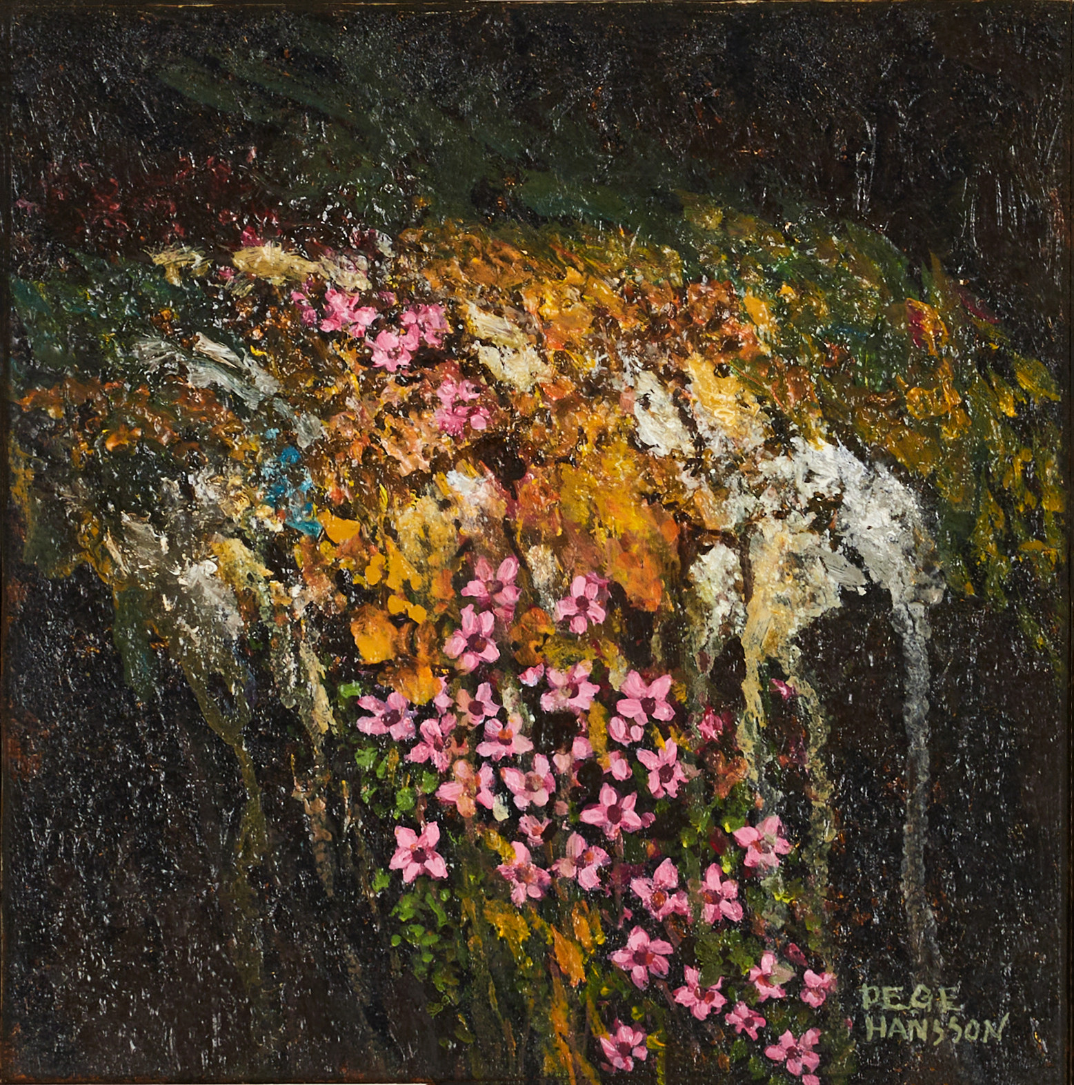 PEGE HANSSON (FÖDD 1925):. Purpurbräcke, signerad Pege Hansson, akryl.