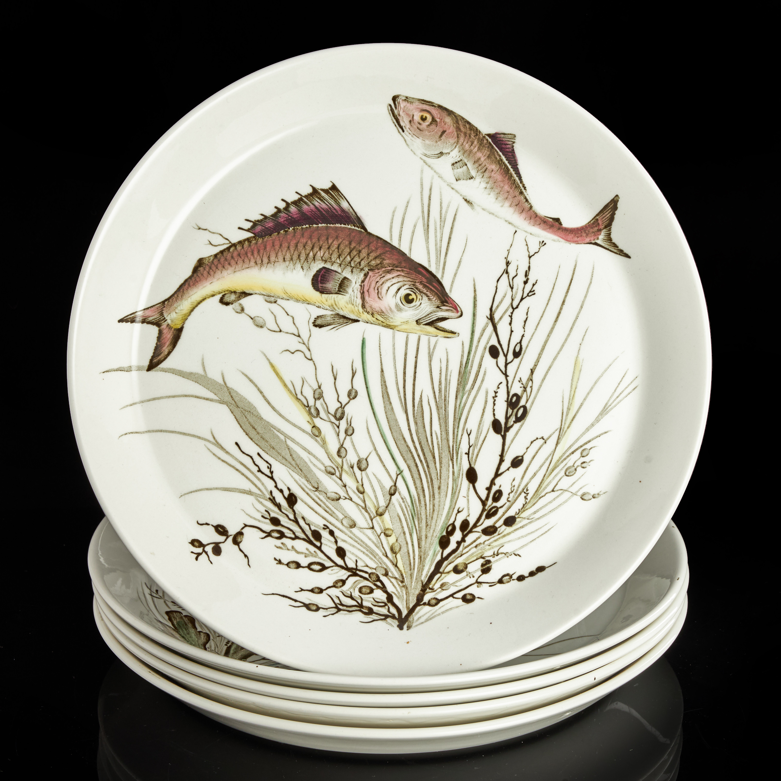TALLRIKAR, 5 st, "Fish", Johnson Bros, England, flintgods med underglasyrdekor av havsliv.