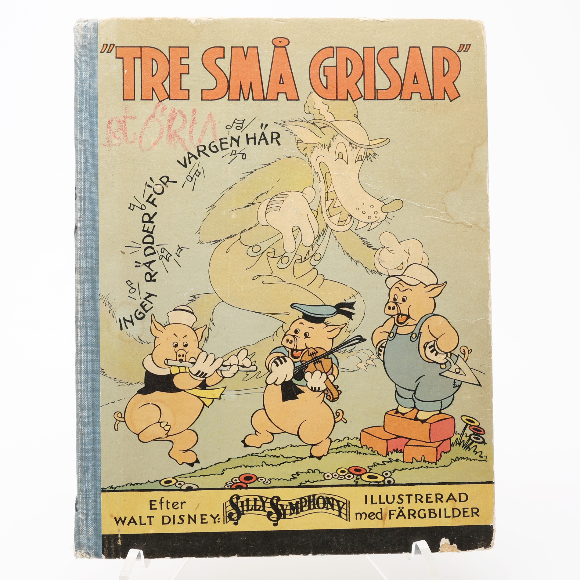 BARNBOK. WALT DISNEY'S TRE SMÅ GRISAR I FÖRSTA SVENSKA UPPLAGAN 1934.