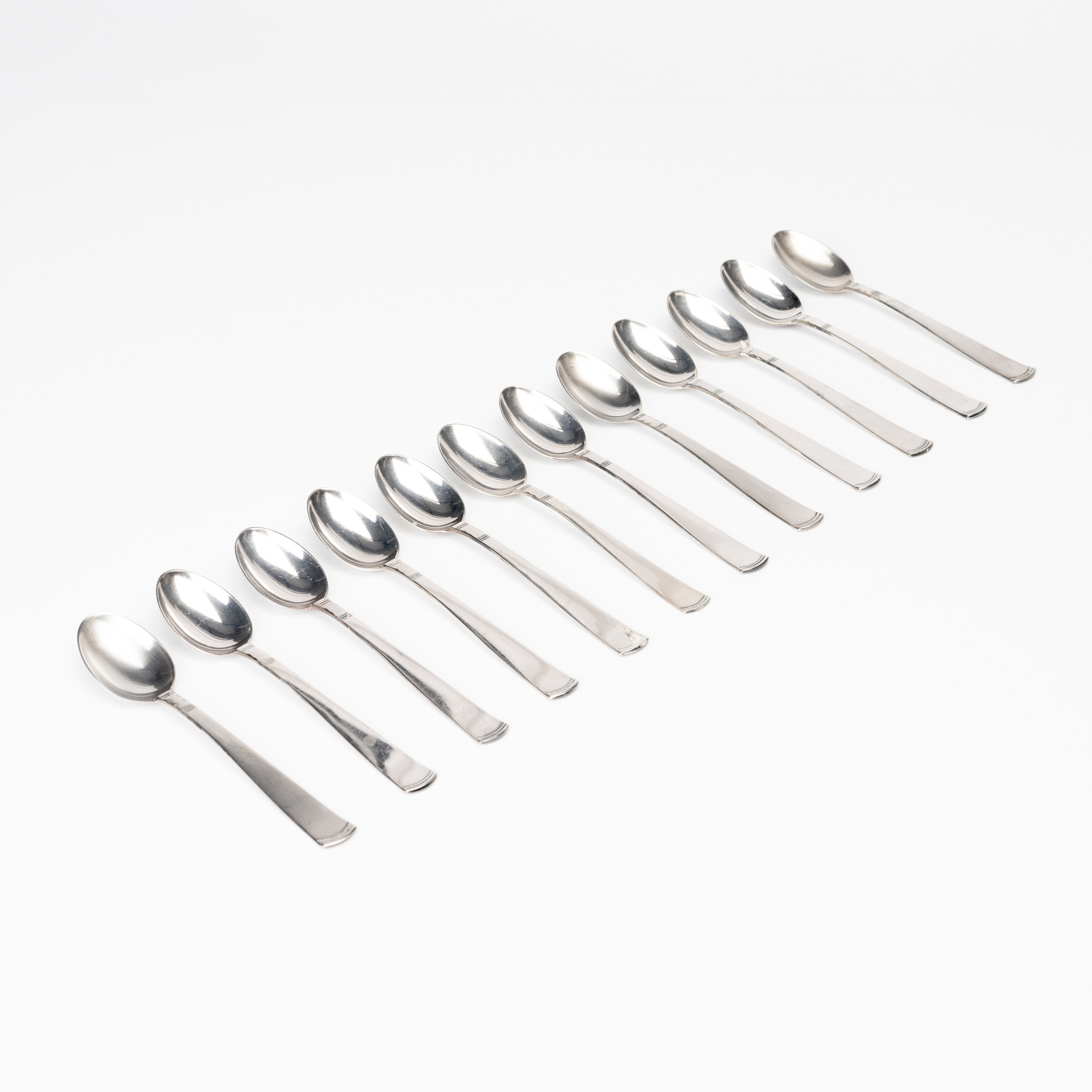 JACOB ÄNGMAN. Kaffeskedar, 12 st, silver, "Rosenholm", GAB, 1963-89.