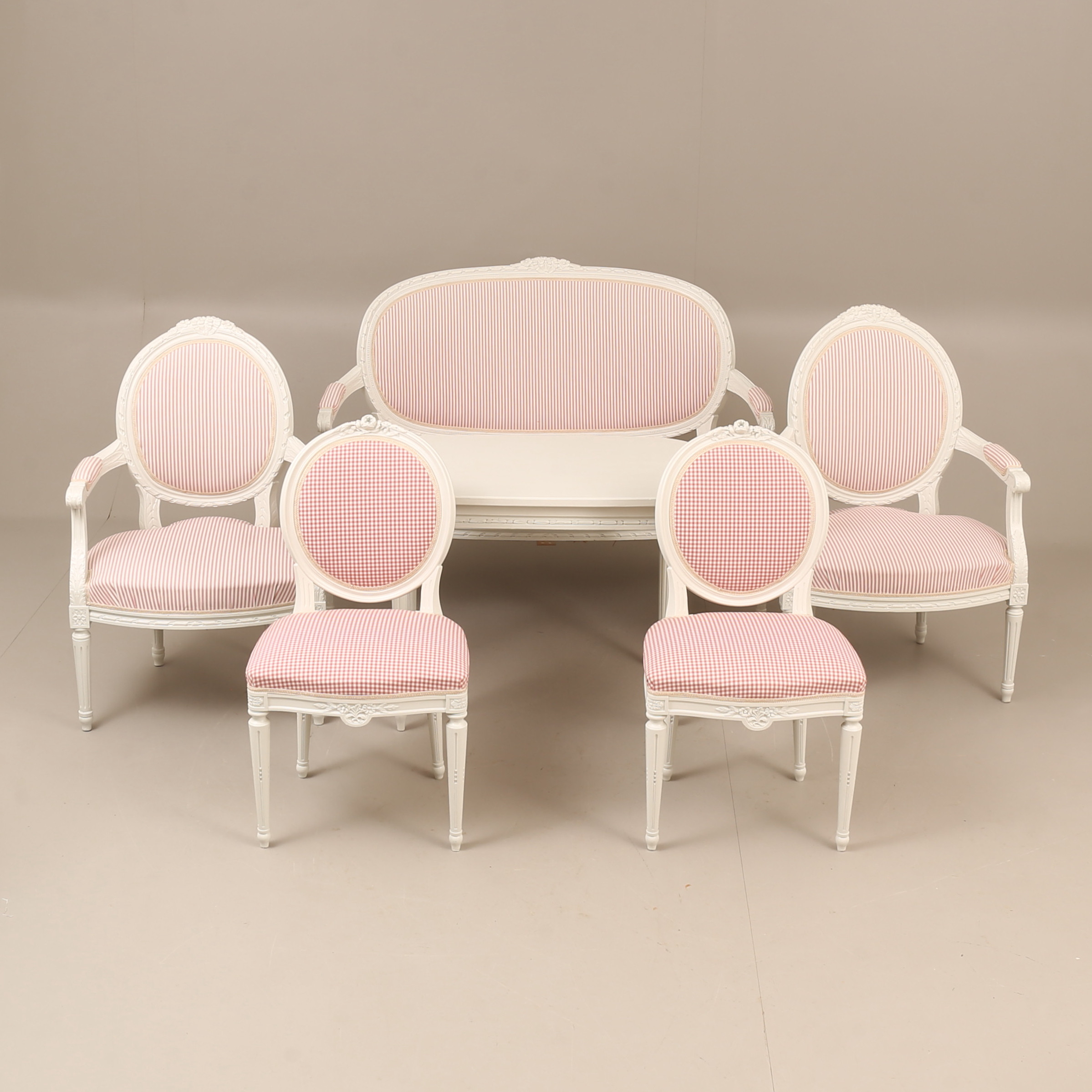 SOFFGRUPP, 6 delar, gustaviansk stil, 1900-tal.