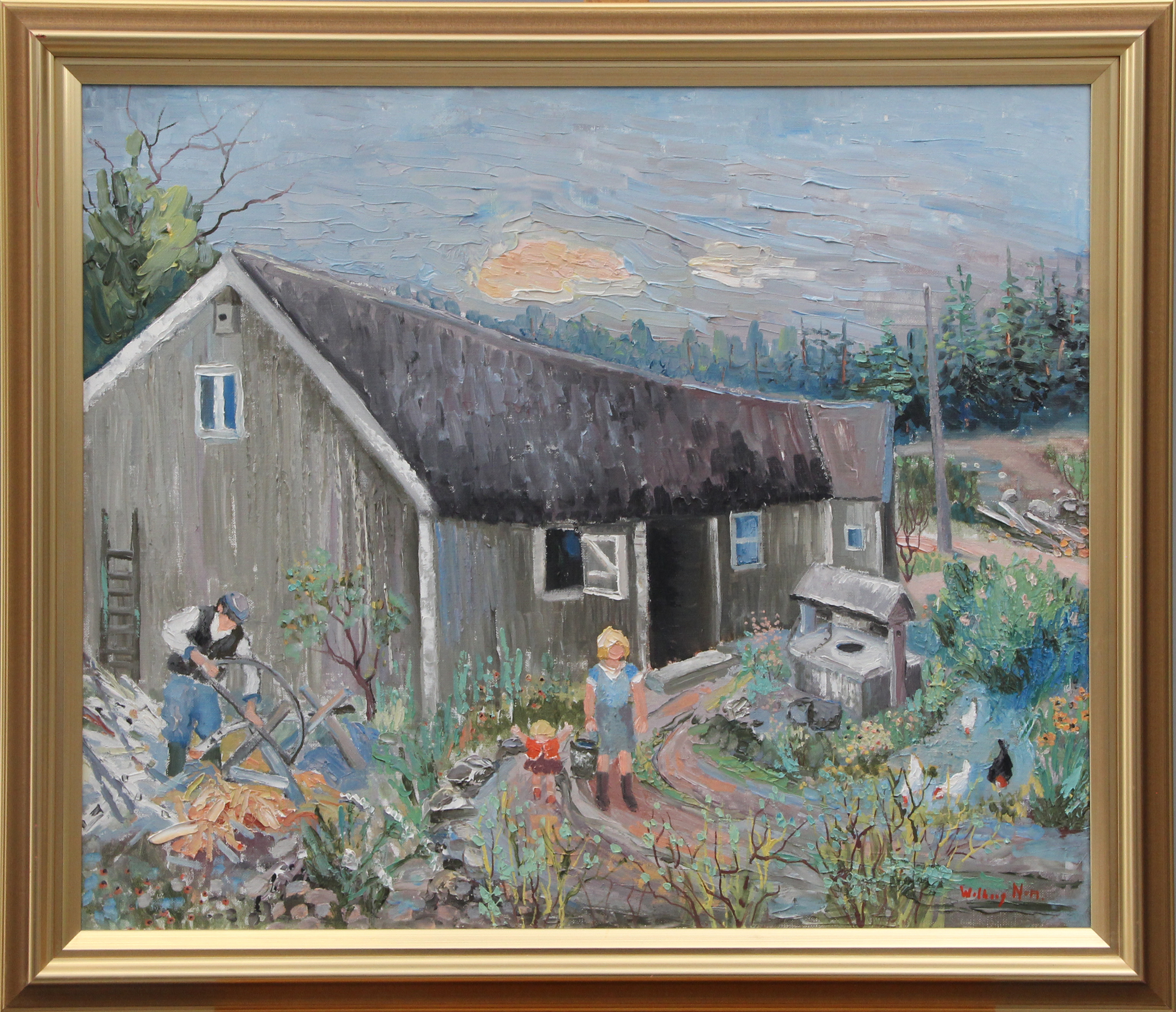 OIDENTIFIERAD KONSTNÄR. OLJA, på duk "Lantbild" signerad.