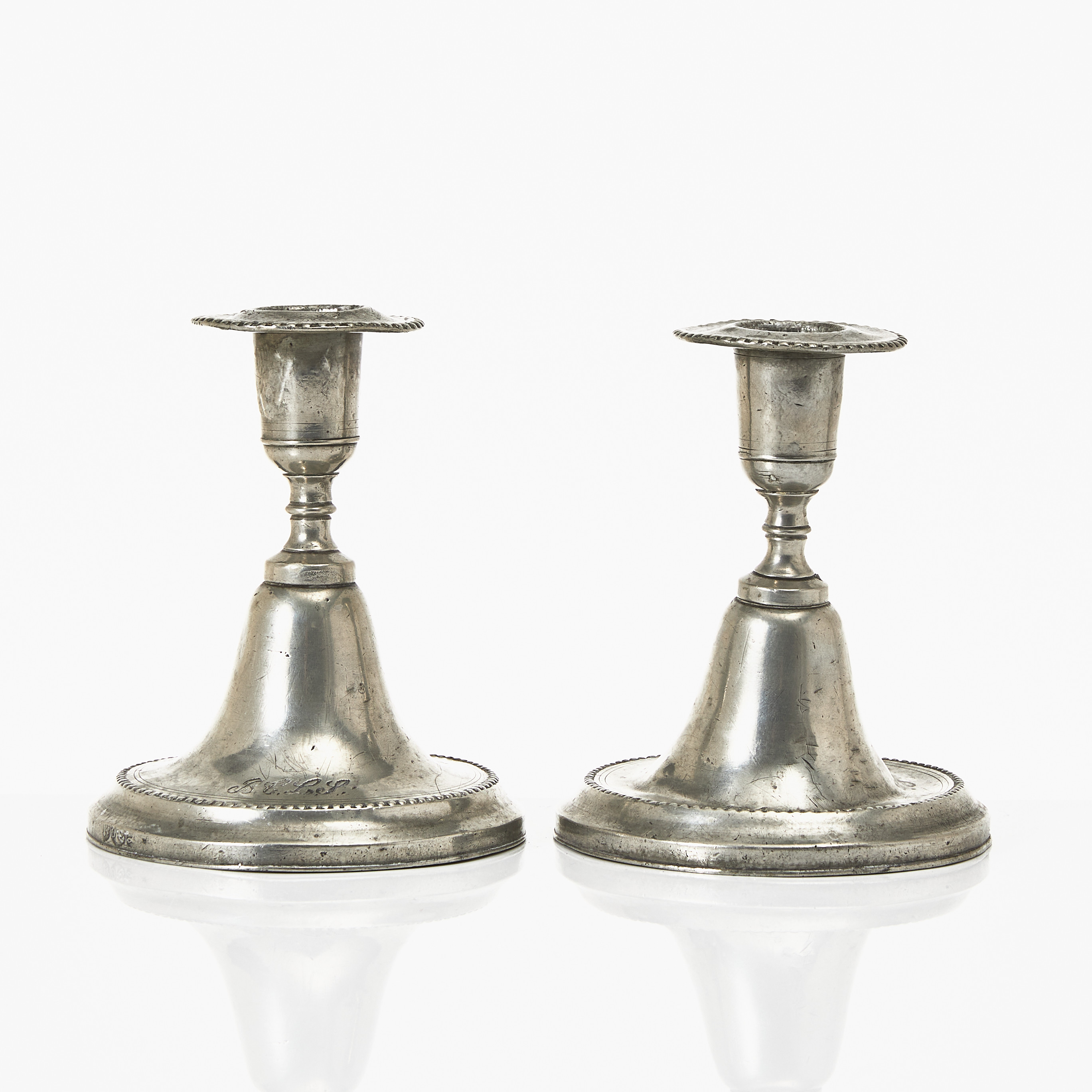 LJUSSTAKAR, 1 par, tenn, 1800-tal.