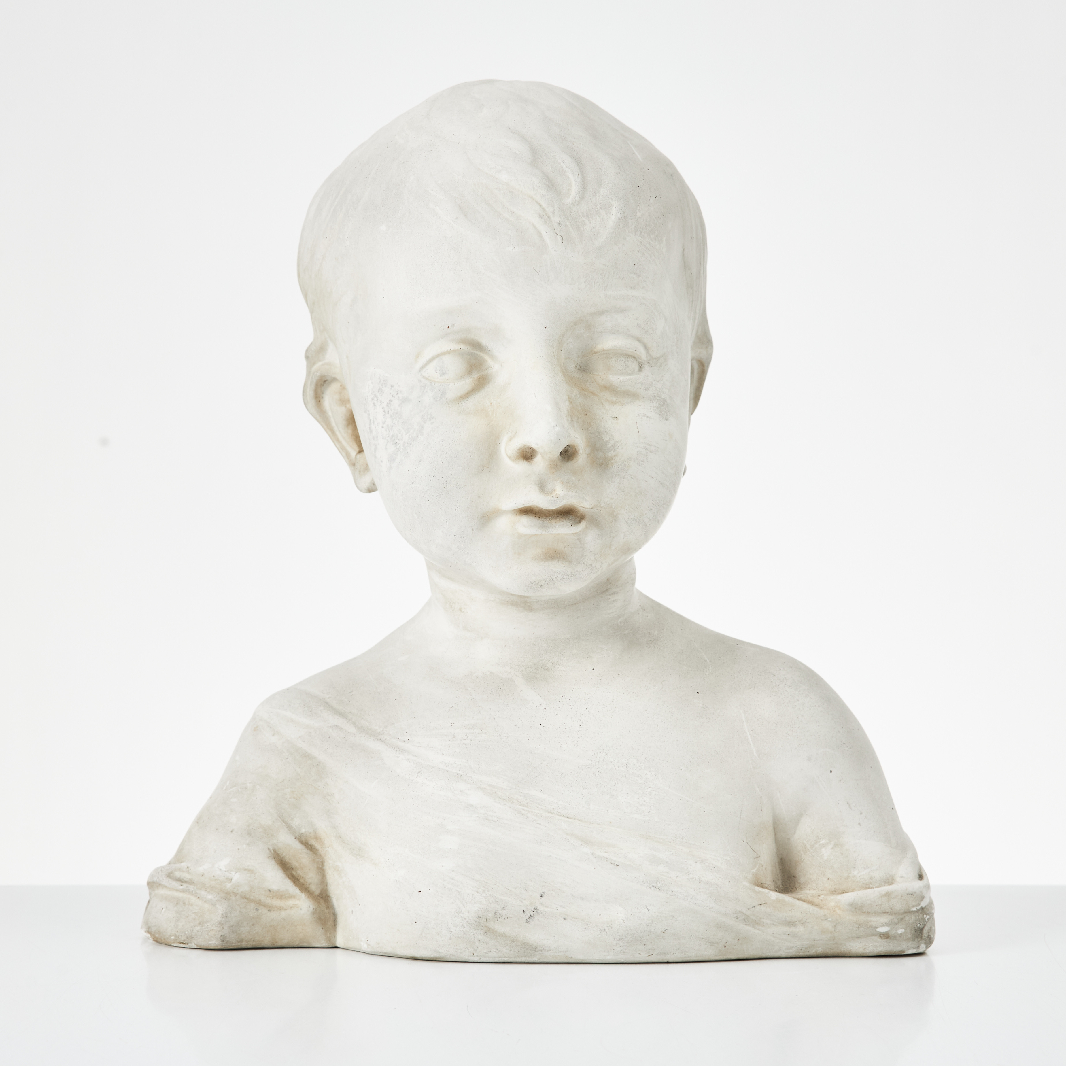 DESIDERIO DA SETTIGNANO. EFTER. Pojkhuvud, skulptur, gips, kopia av original, Ateliers d'art, Louvren.