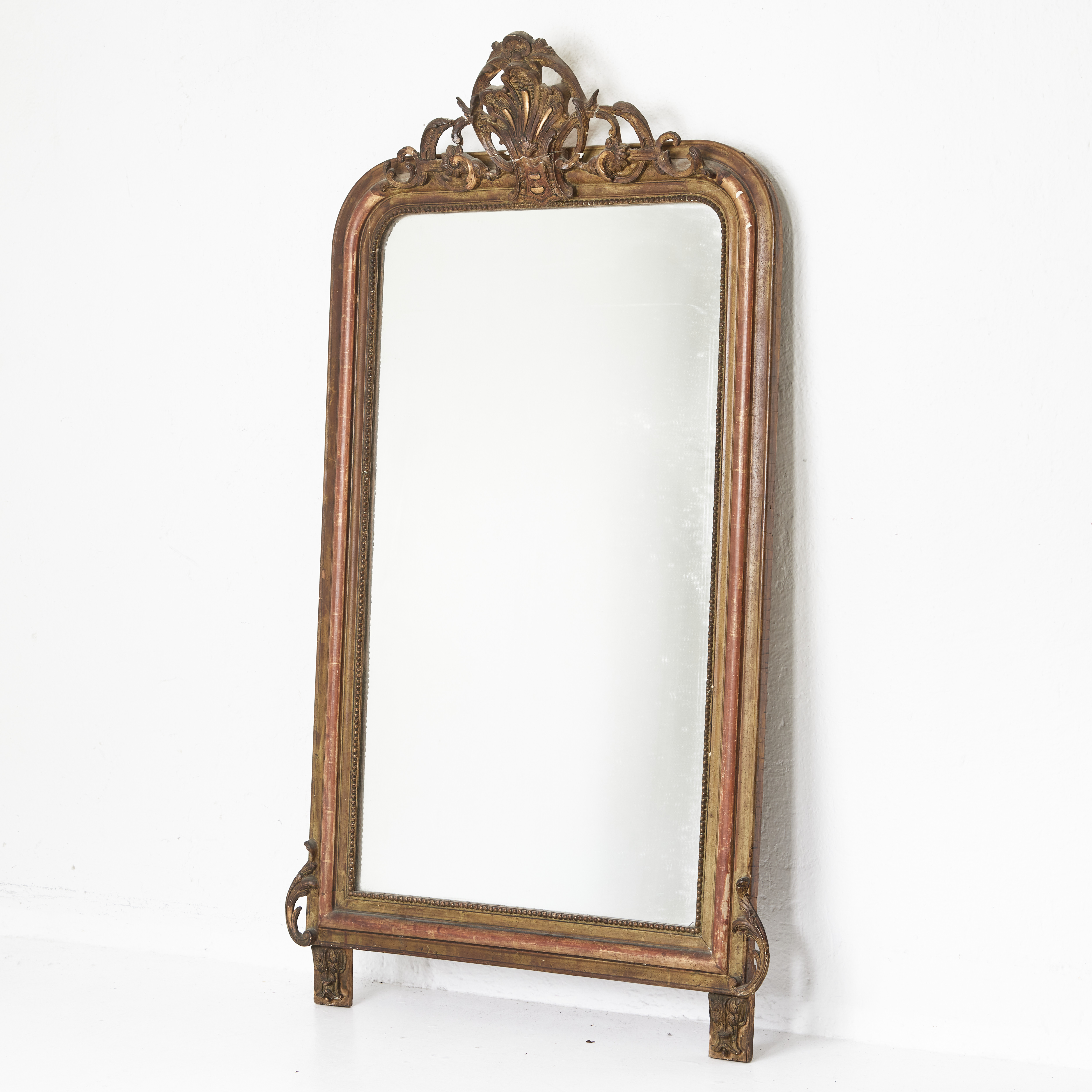 SPEGEL, 1800-talets andra hälft, nyrokoko, dekor i pastellage, bronserad och bemålad.