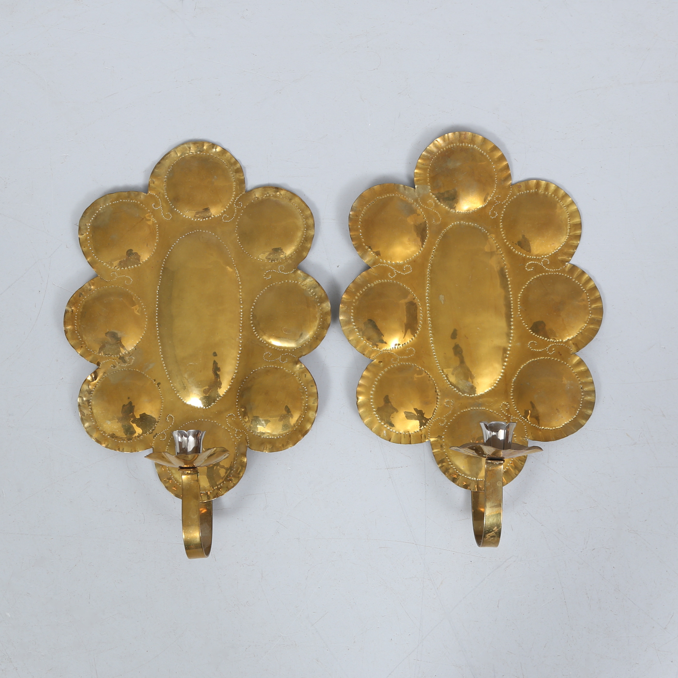 LJUSLAMPETTER, 1 par, mässing, 1900-tal.