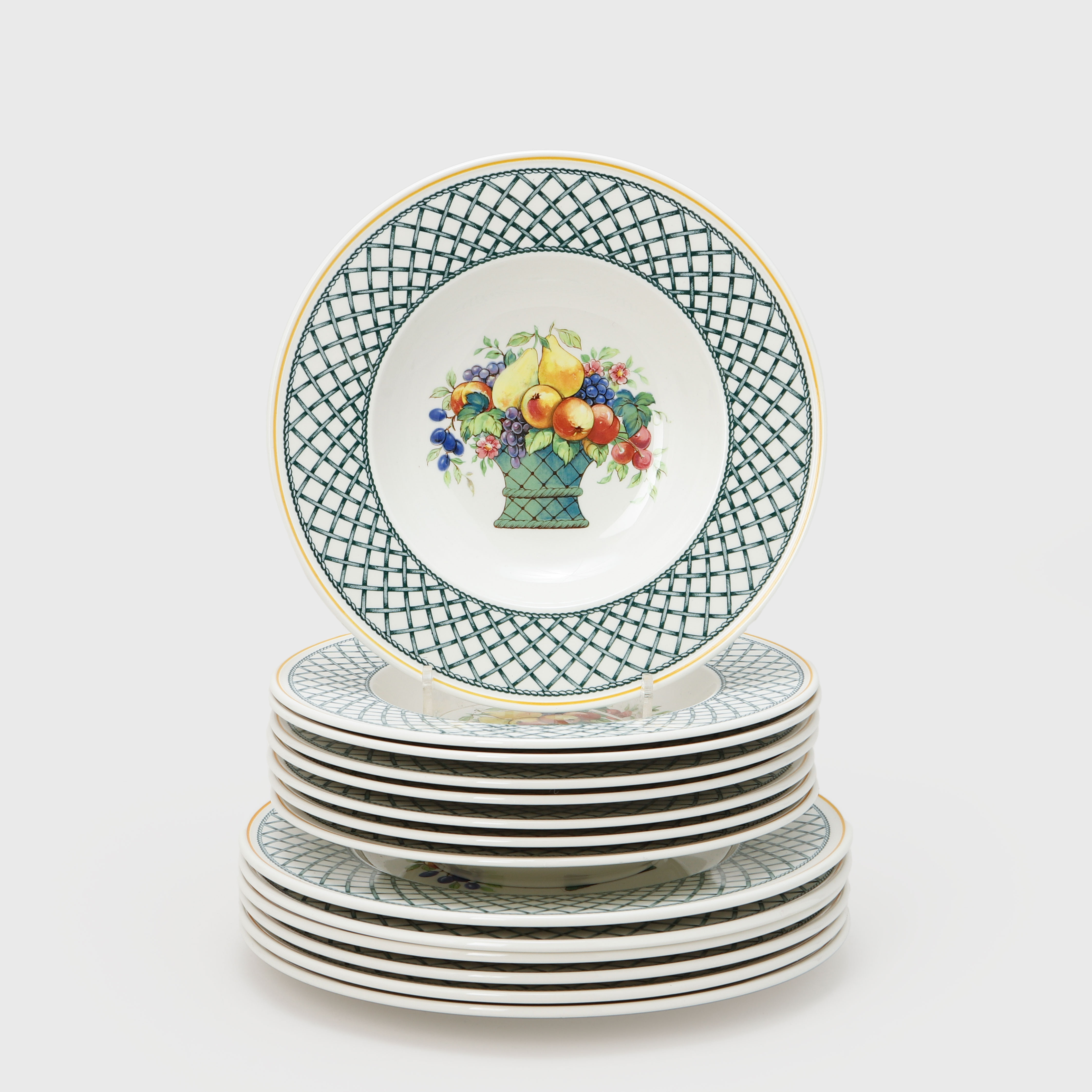 TALLRIKAR, 6 st, och DJUPA FAT, 8 st, "BASKET", porslin, Villeroy & Boch.