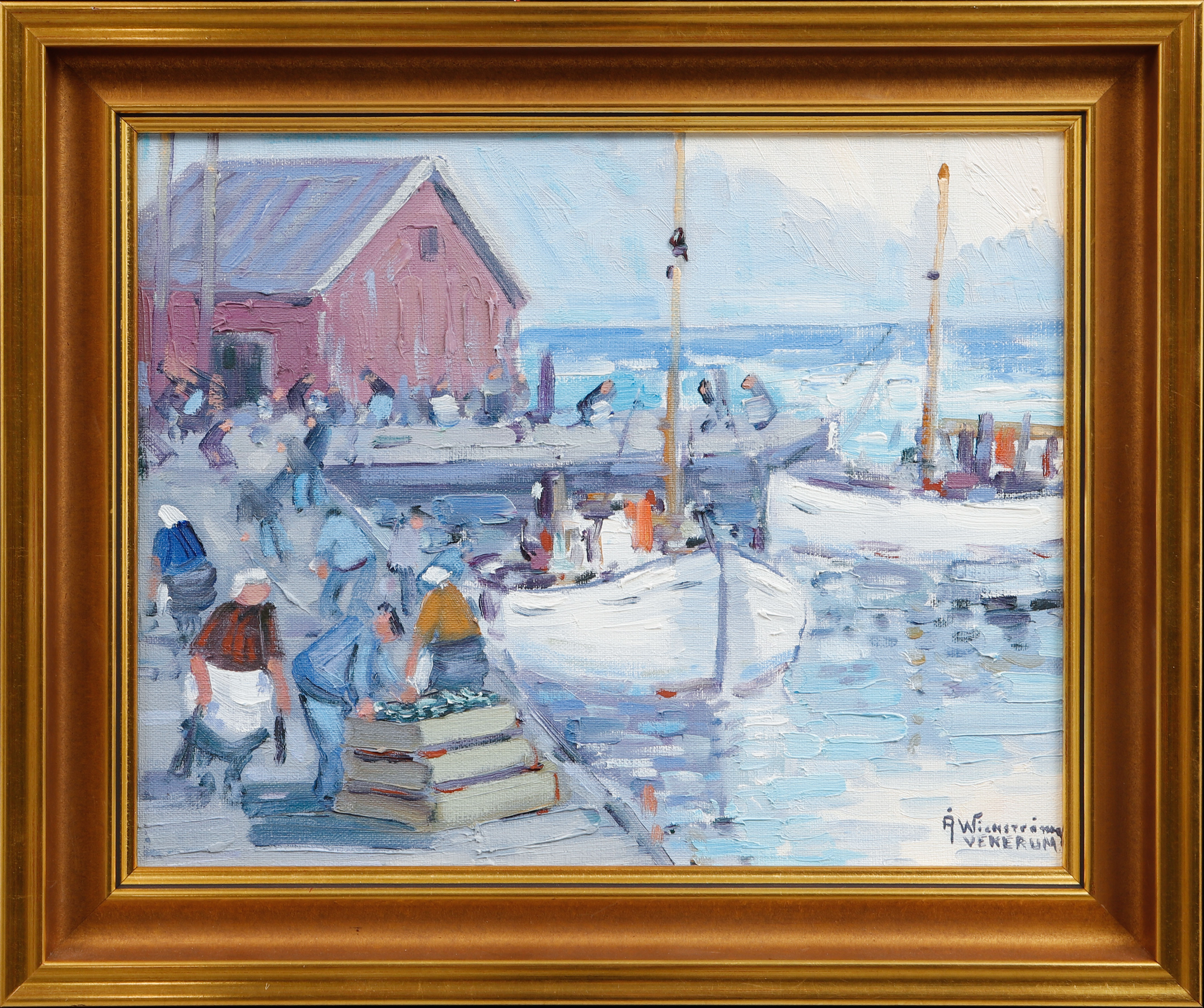 ÅKE WICKSTRÖM. "Sommar-morgon Hanö", olja på duk, signerad.