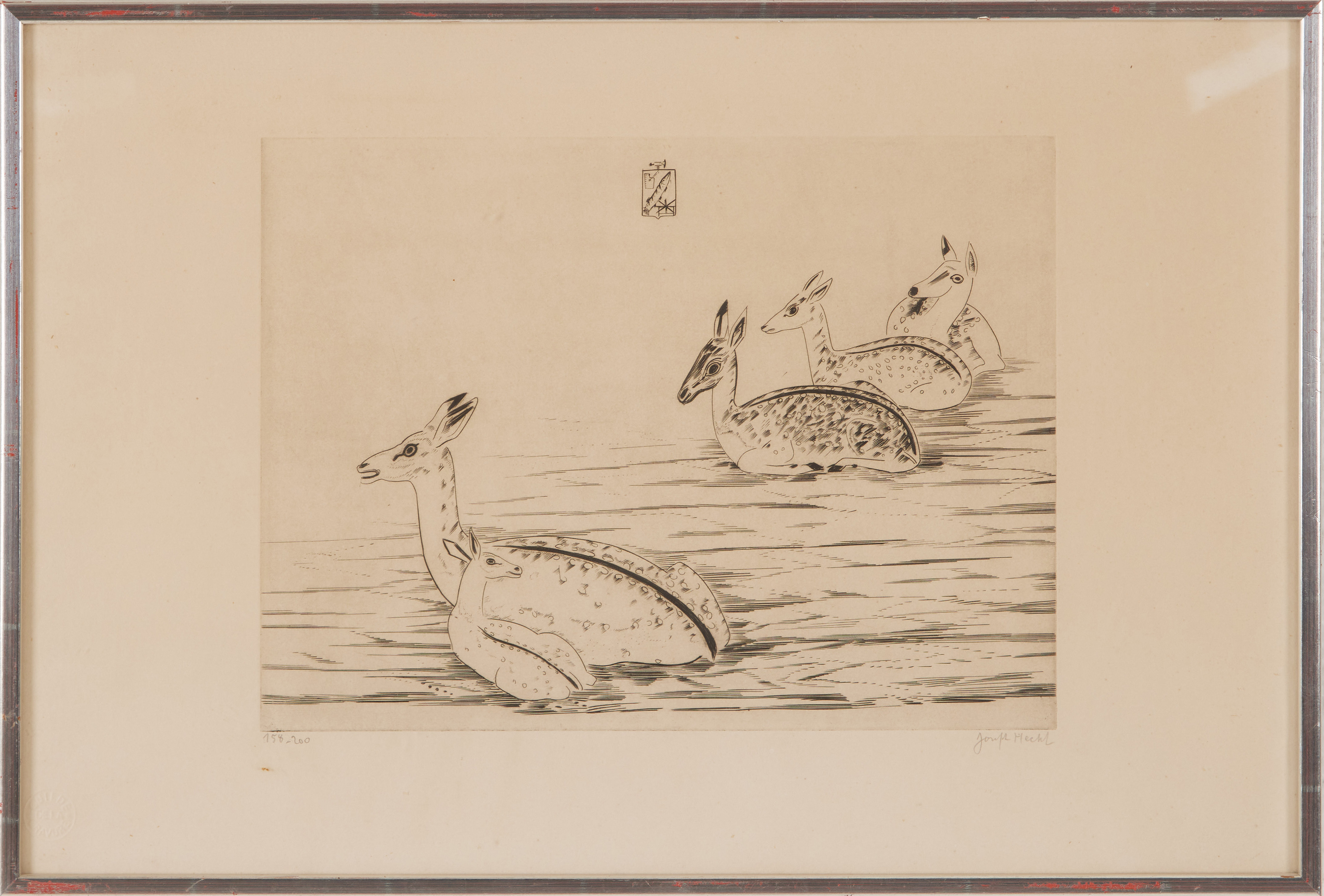 JOSEPH HECHT (1891-1951) Hjortar, etsning, signerad, numrerad 158/200.