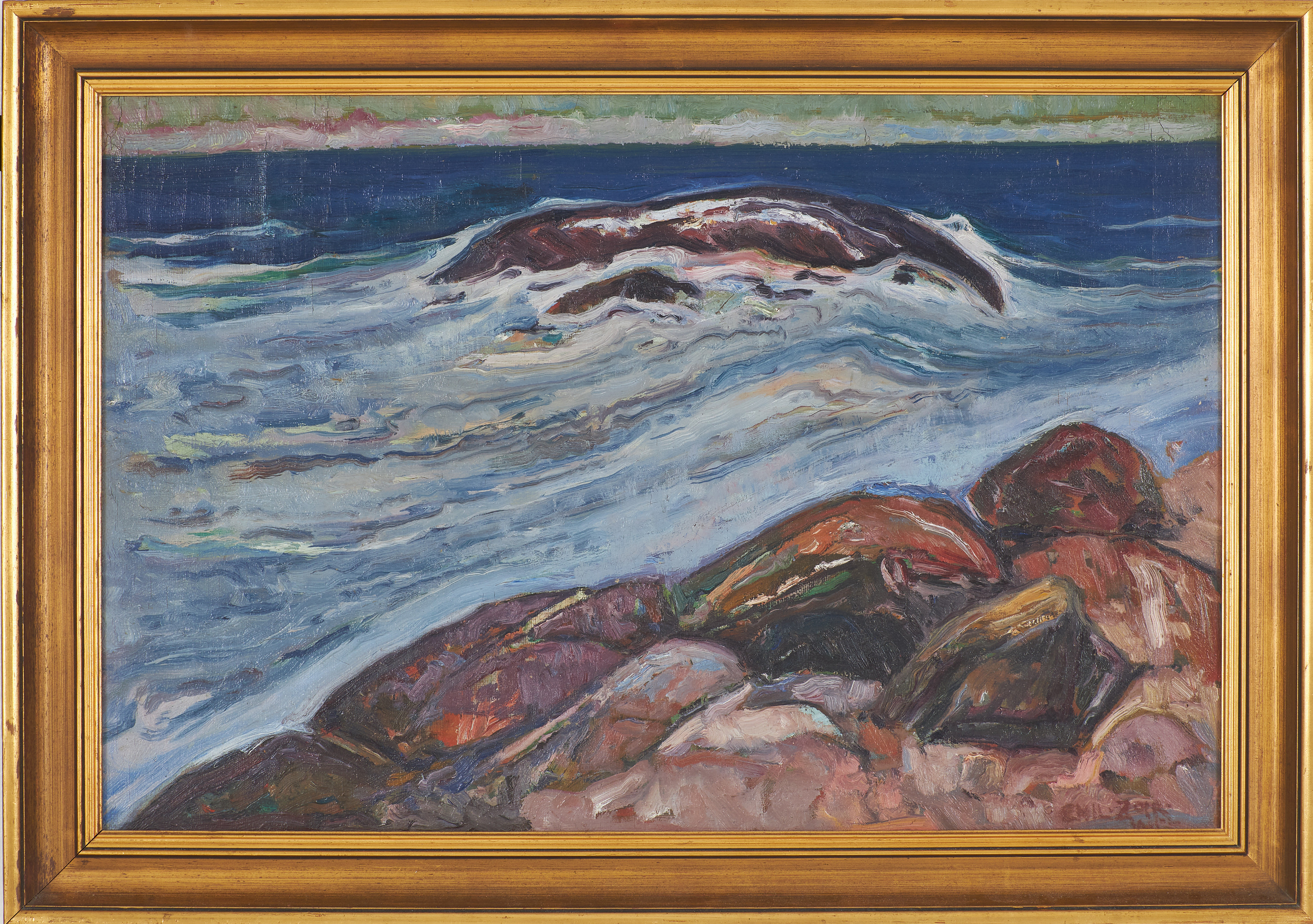 EMIL ZOIR (1861-1936). Kustmotiv vågor, olja på duk, signerad.