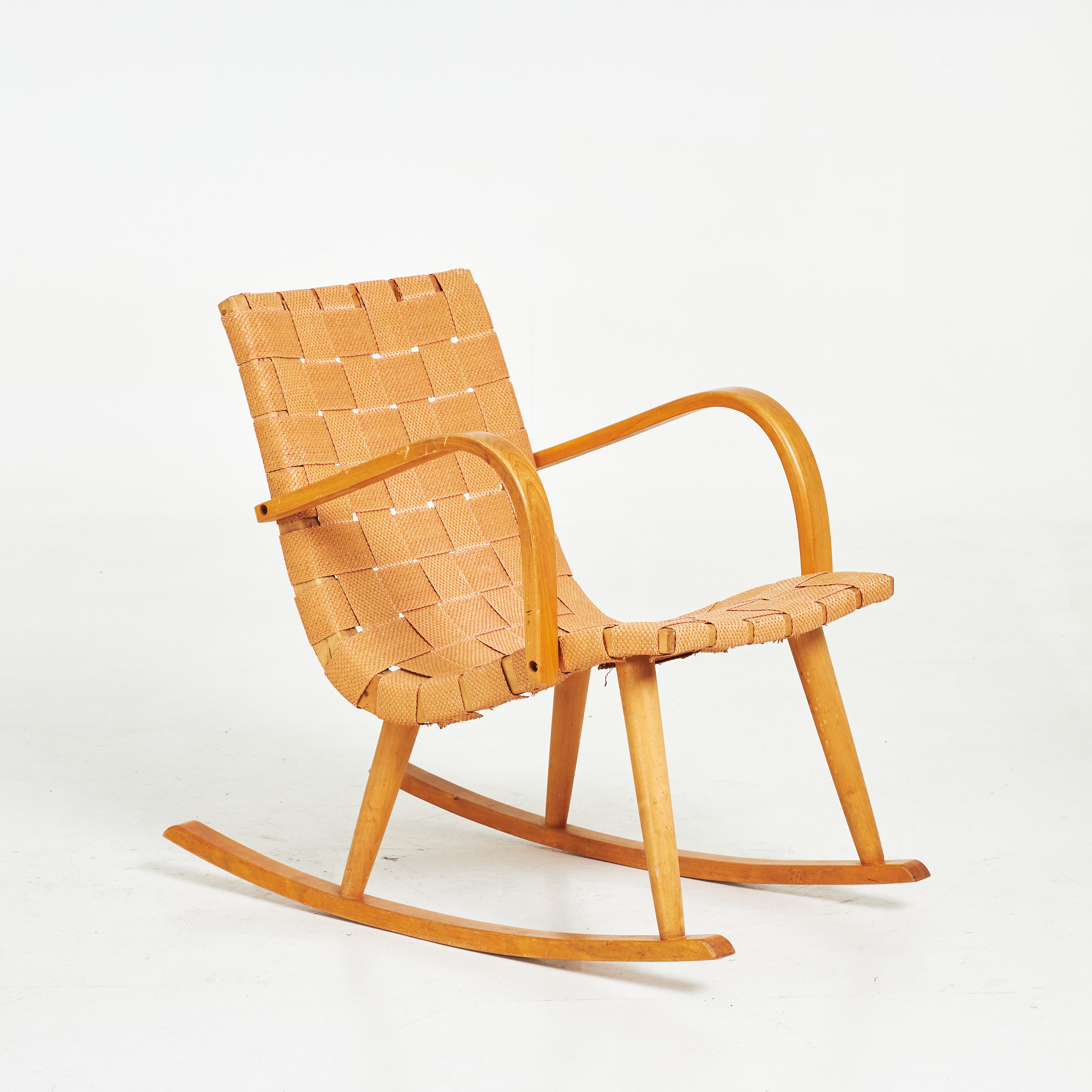 GUNGSTOL, 1940/50-tal, stomme delvis i bok, sadelgjord.