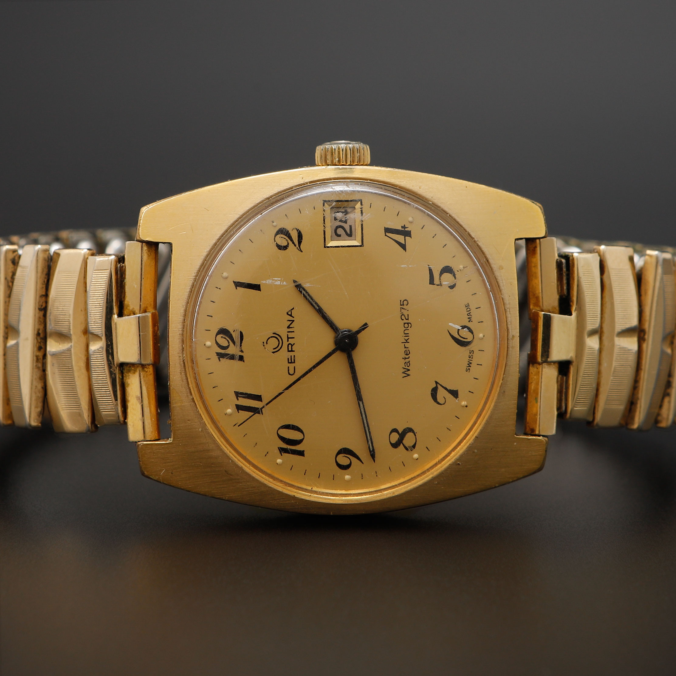 ARMBANDSUR, Certina, Waterking 275, guld på stål, manuell, ca 1971.