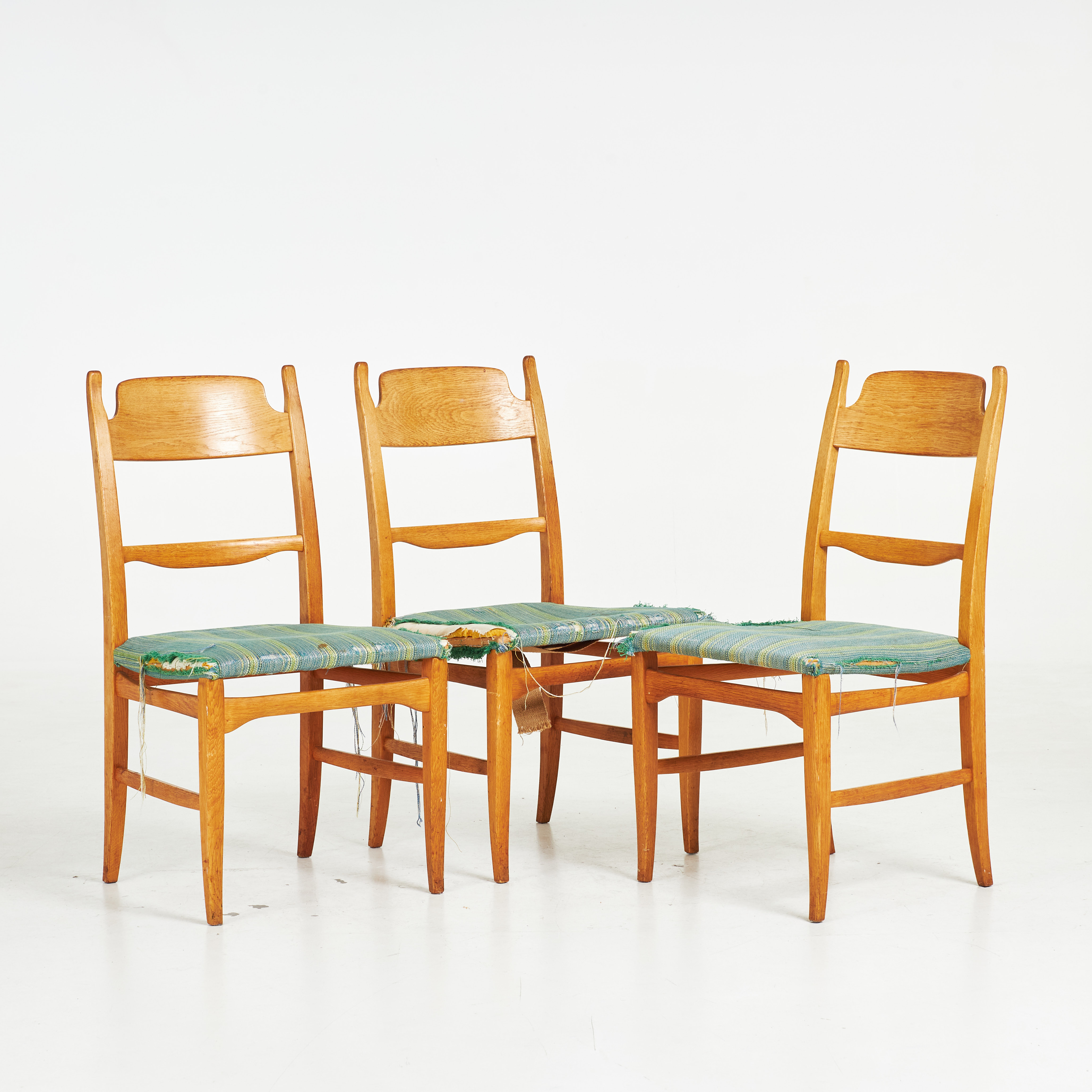 CARL MALMSTEN, STOLAR, 3 st, "Calmare Nyckel", ek, brickmärkta, Åfors Möbelfabrik.