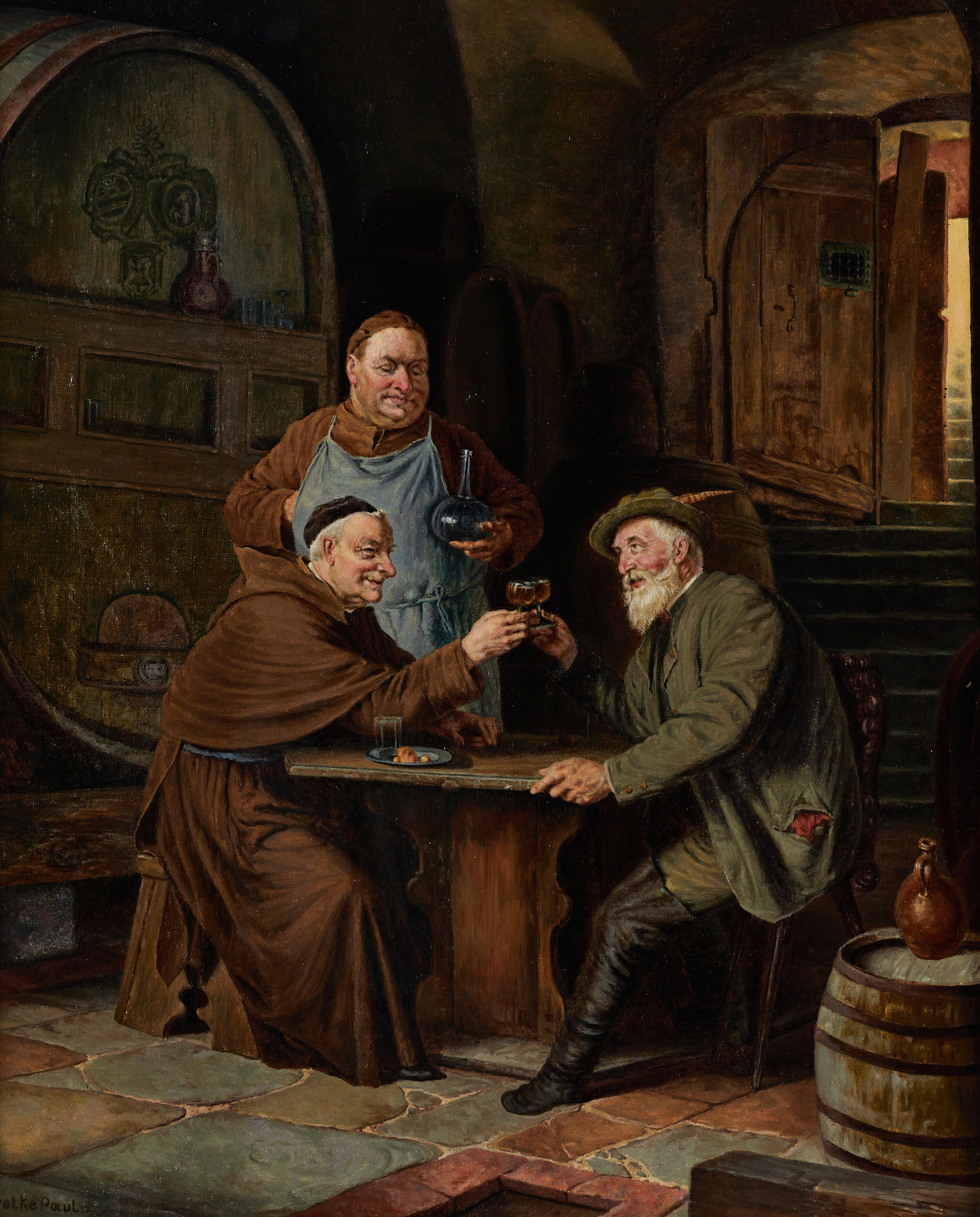 PAULA GOLKE, 18/1900-tal. Kroginteriör, signerad, olja på duk.