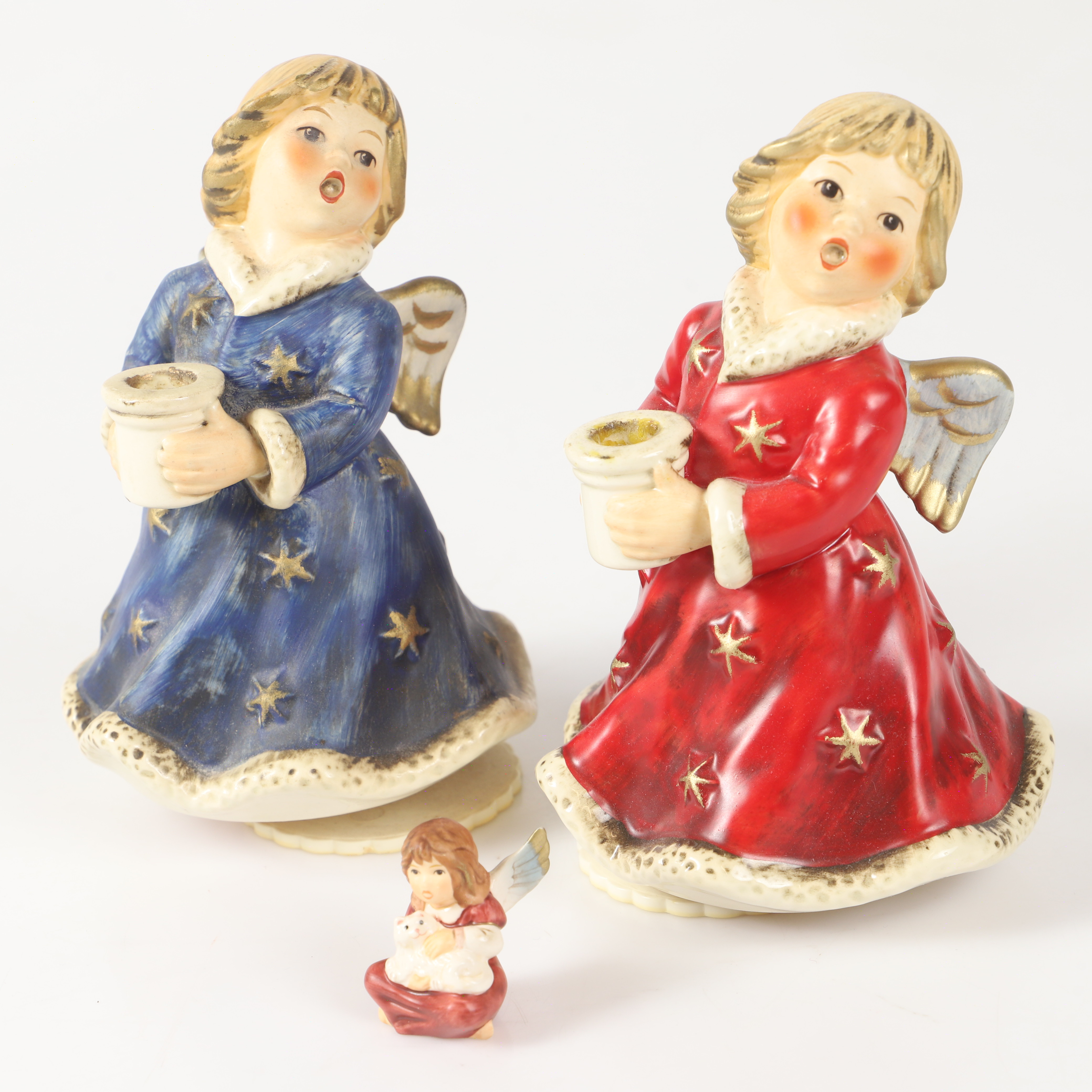 FIGURINER/SPELDOSOR, 3 stycken, porslin, Goebel, Tyskland.